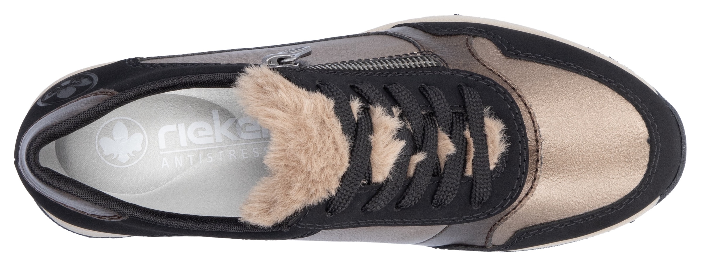 Rieker Keilsneaker, Freizeitschuh, Schnürschuh mit Schaftrandpolsterung, schmale Form