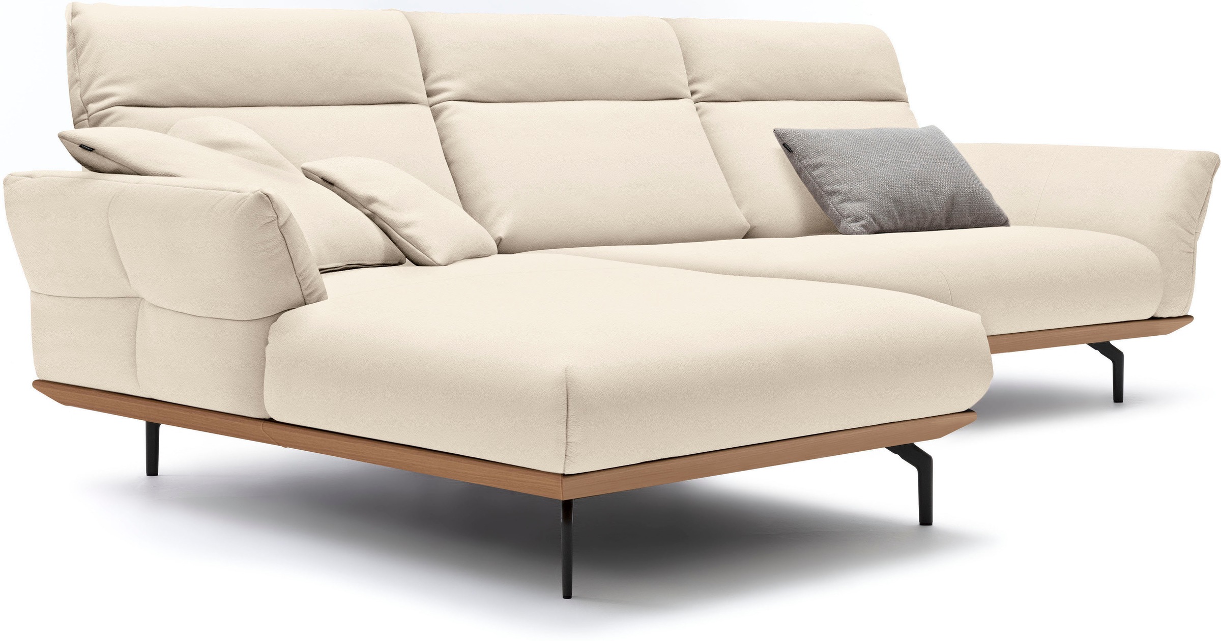 Creation BY ROLF BENZ Ecksofa »CR.460«, Sockel in Eiche, Winkelfüße in Umbragrau, Breite 318 cm