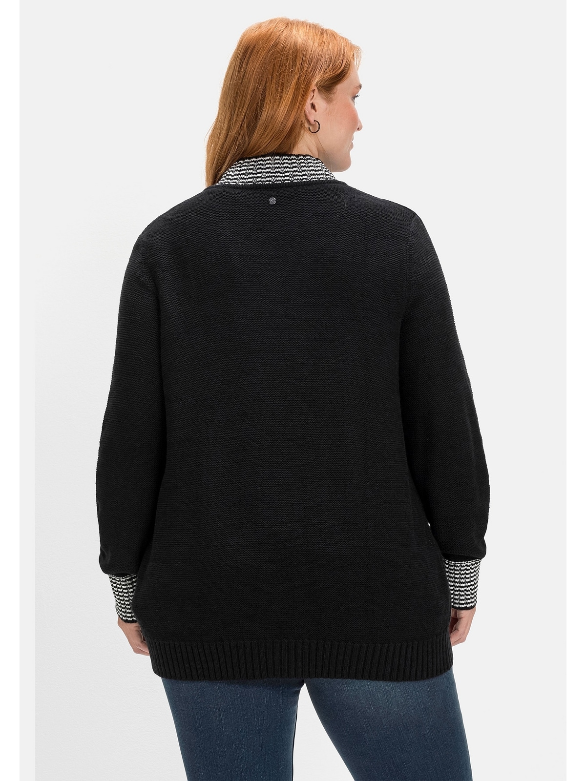 Sheego Cardigan »Große Größen«, mit Kontrastdetails im Hahnentrittmuster