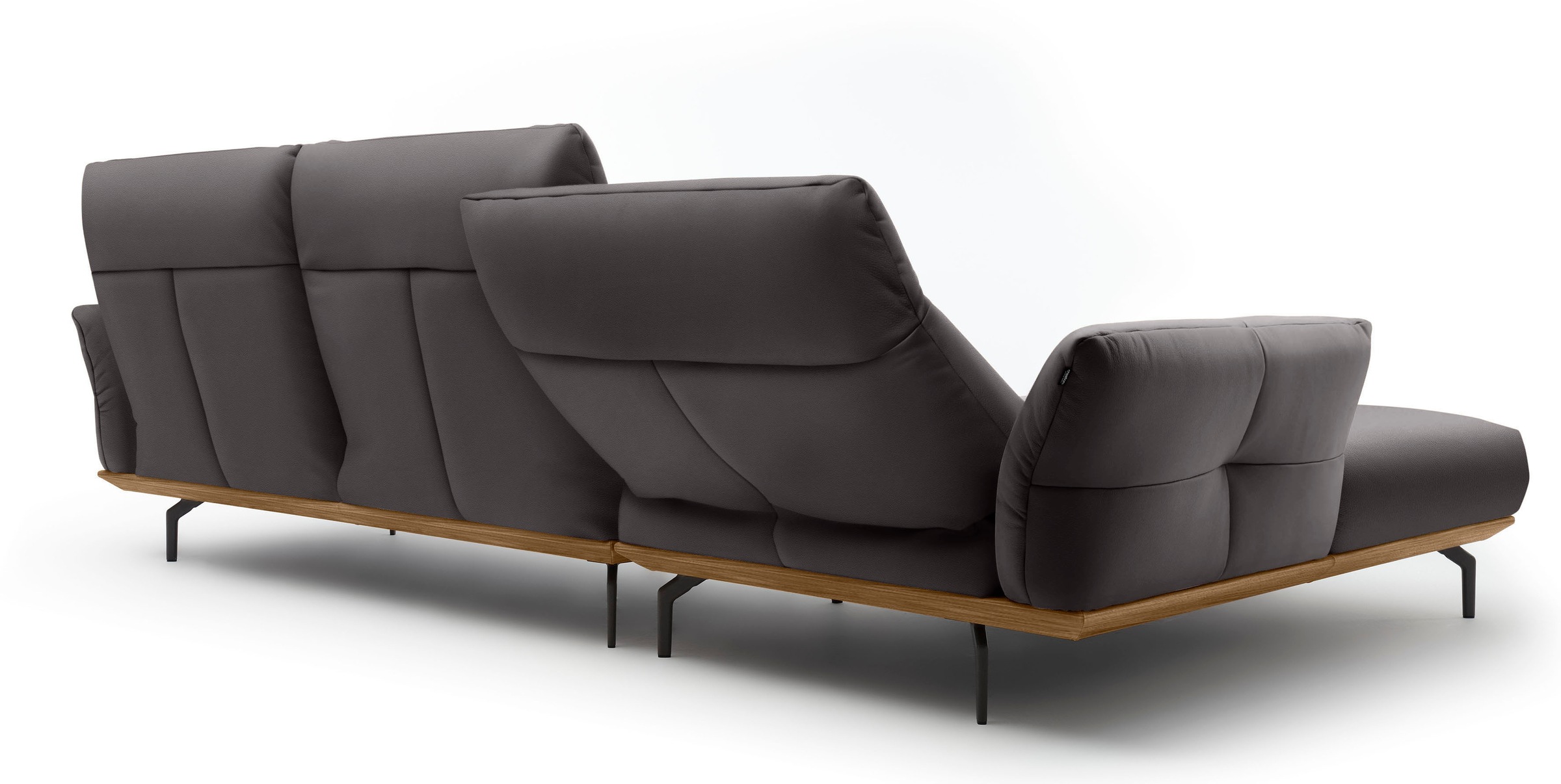 Creation BY ROLF BENZ Ecksofa »CR.460«, Sockel in Nussbaum, Winkelfüße in Umbragrau, Breite 318 cm