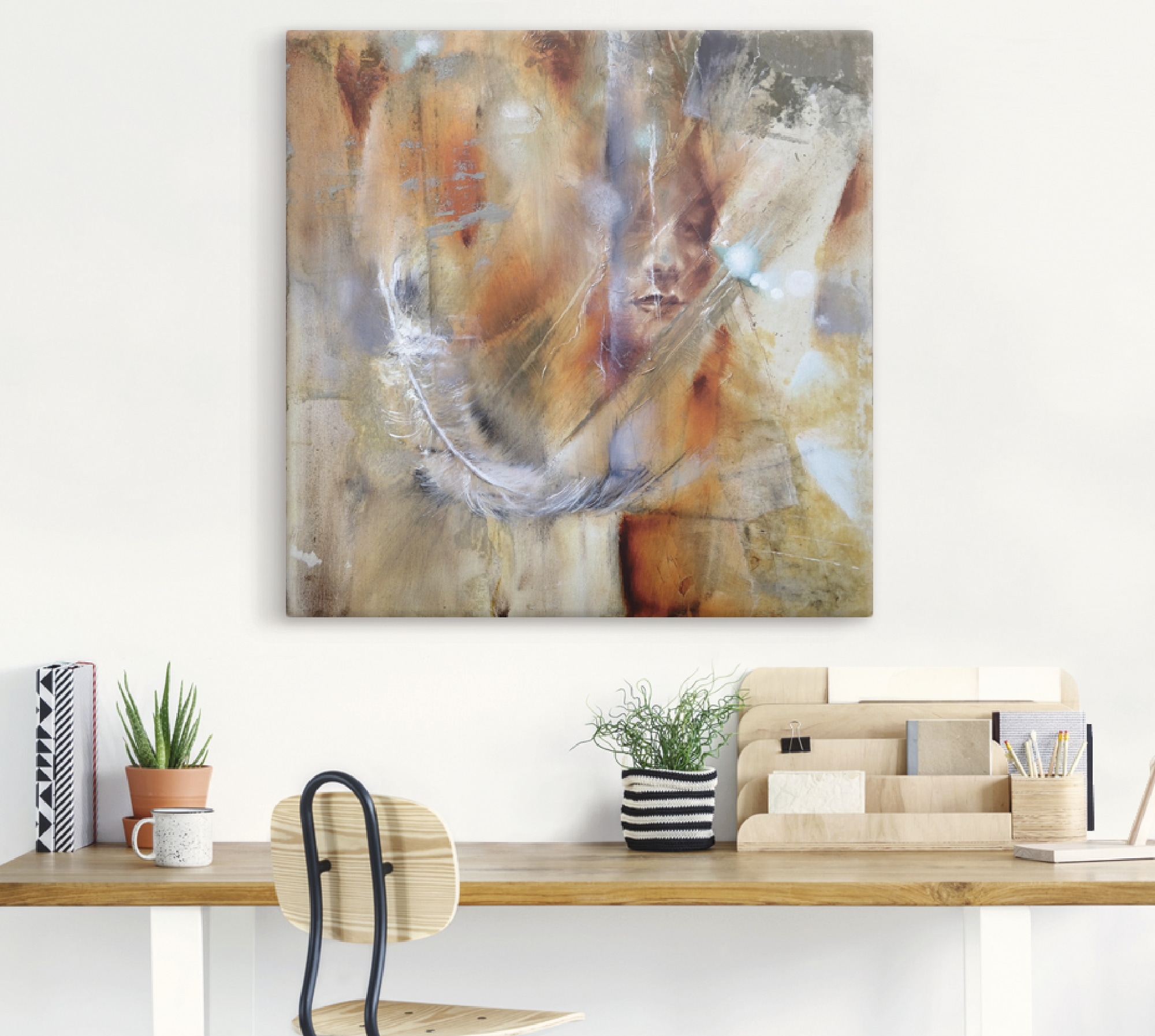 Artland Wandbild »Cora mit Feder«, Frau, (1 St.), als Alubild, Outdoorbild, Leinwandbild, Poster, Wandaufkleber