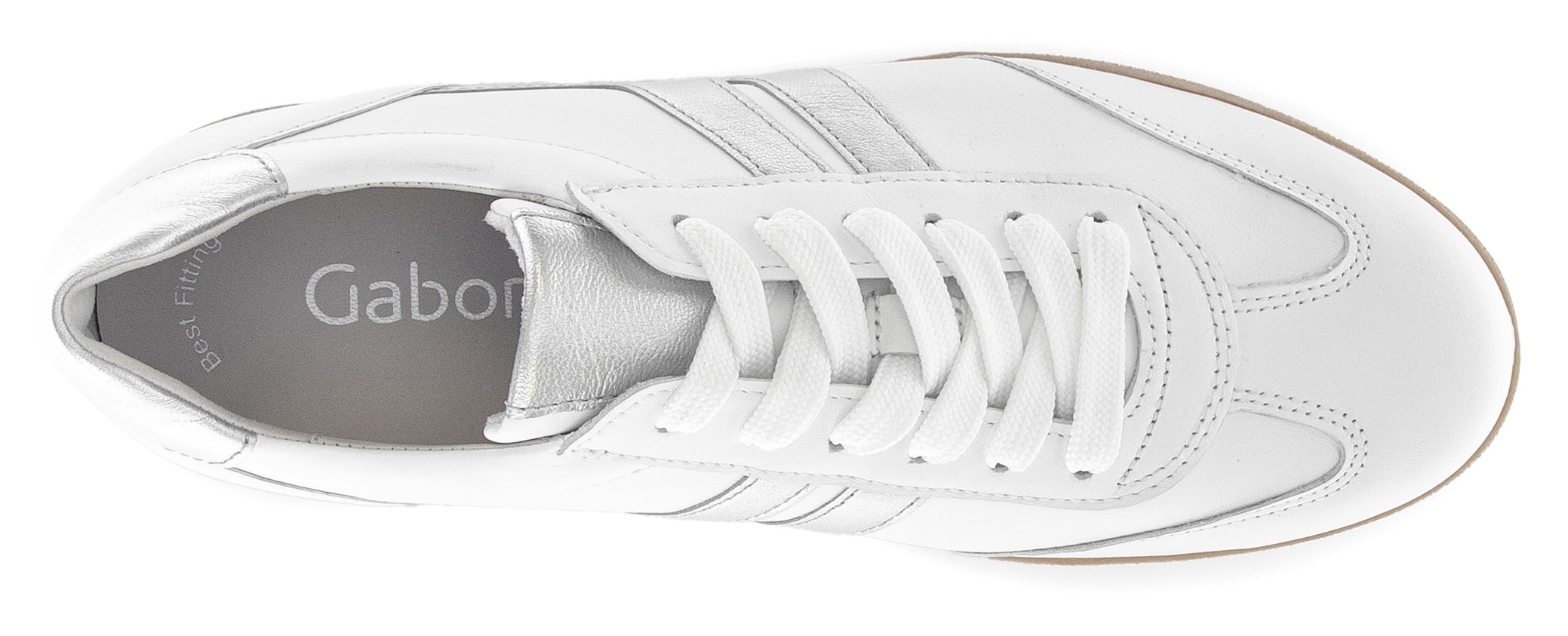 Gabor Plateausneaker, Freizeitschuh, Halbschuh, Schnürer, Kontrastbesatz in Metallic-Optik