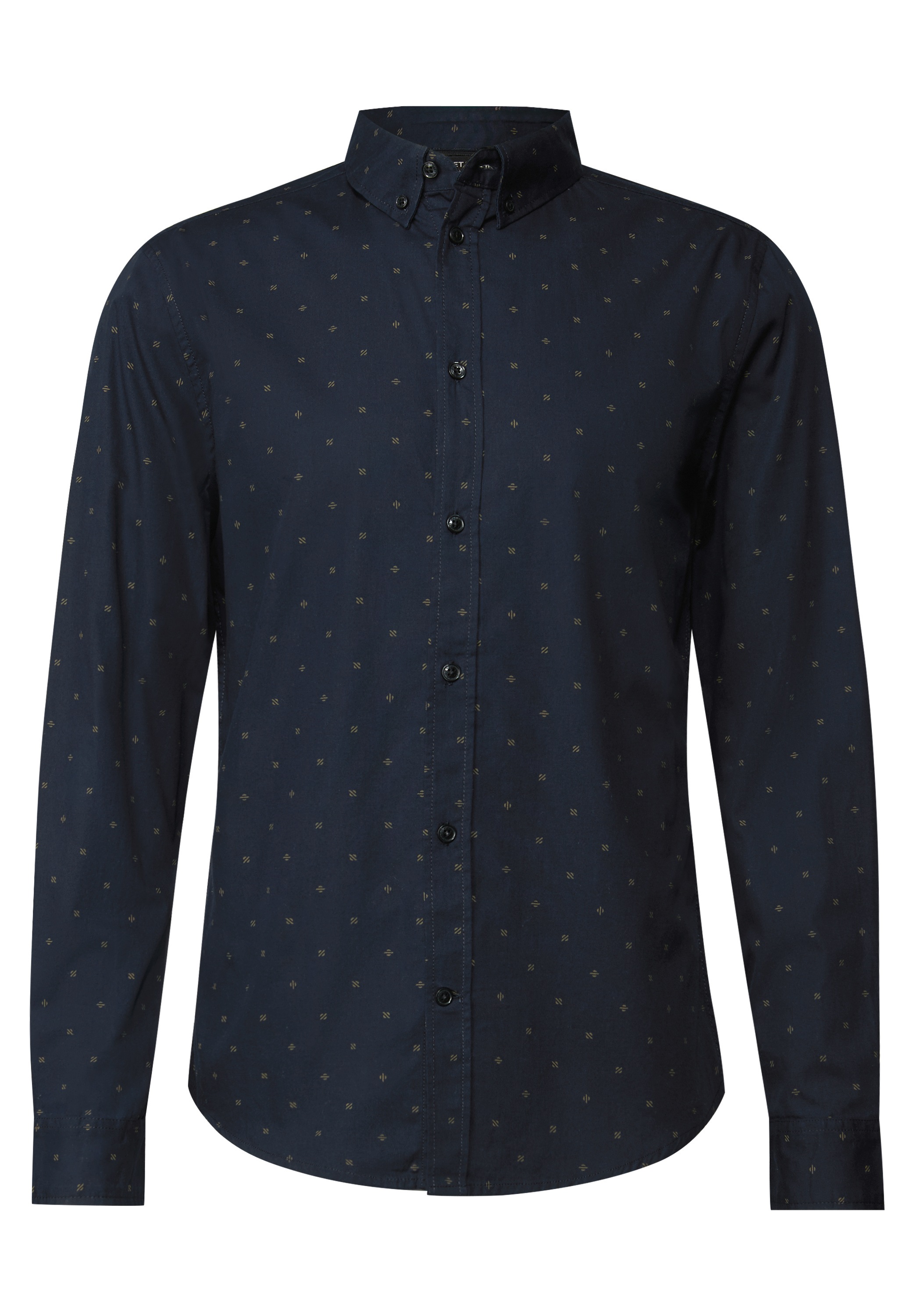 Langarmhemd STREET ONE MEN, Herren, Gr. XL44, US-Größen, blau (night blau), Web, 100% Baumwolle, gemustert, normal normal, V-Ausschnitt, Bündchen, Hemden, aus reiner Baumwolle 3
