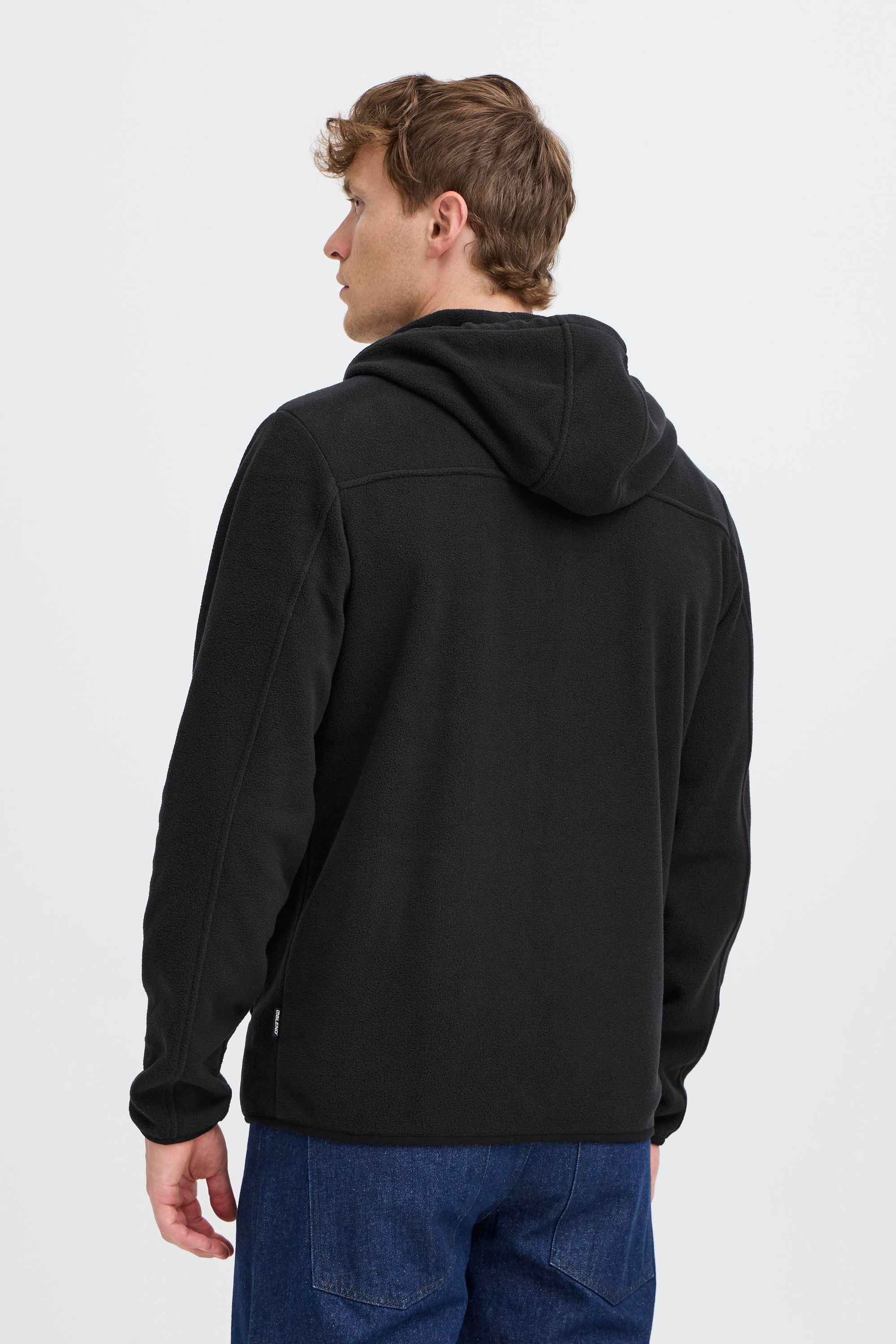 Cardigan BLEND "BHFlorix", Herren, Gr. XL, schwarz, Fleece, 100% Polyester, unifarben, normal normal, ohne Ausschnitt, elastischer Bund, Strickjacken, Gemütliche Fleecejacke mit Taschen 6