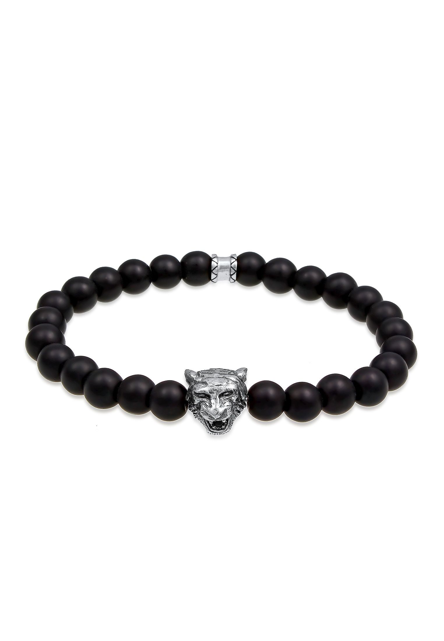 Armband »Herren Tiger Kopf Onyx Edelsteine Black 925 Silber«