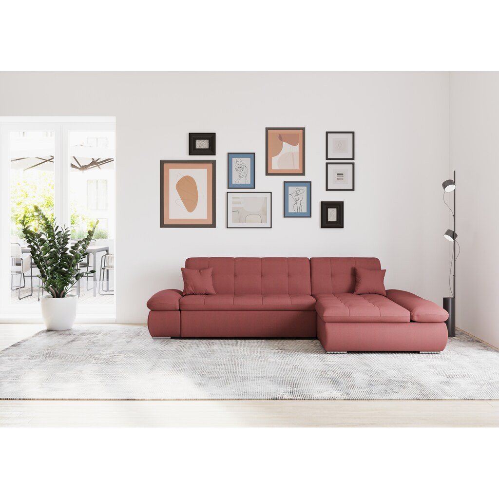 DOMO collection Ecksofa »Moric Schlafsofa B/T/H 300/172/80 cm, viele Bezugsarten, auch in Cord«, XXL-Format, wahlweise auch mit Bettfunktion und Armverstellung