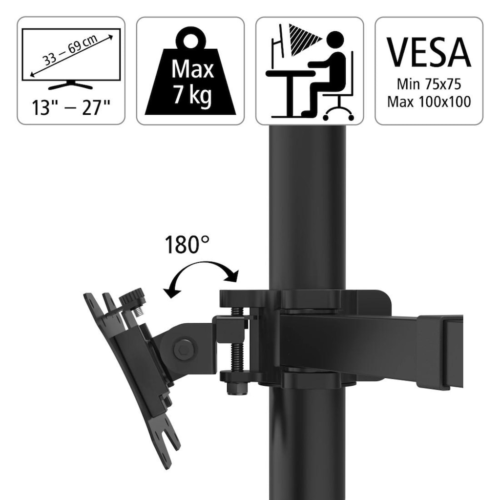 Hama Monitor-Halterung »Bildschirm Halterung, 33-69cm(13"-27") 3 Monitore«, bis 69 cm Zoll