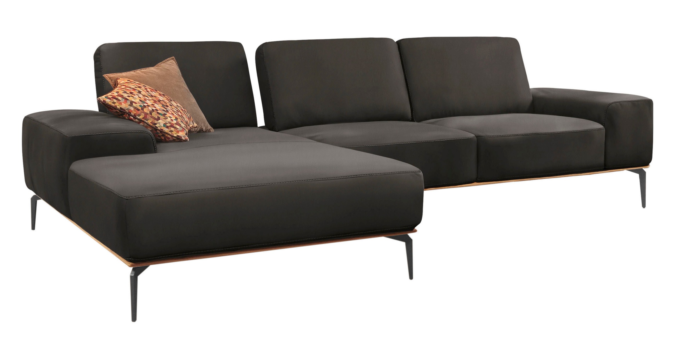 W.SCHILLIG Ecksofa »run, Designsofa mit tollem Sitzkomfort, bequem, L-Form«, mit Holzsockel, Füße in Schwarz pulverbeschichtet, Breite 319 cm