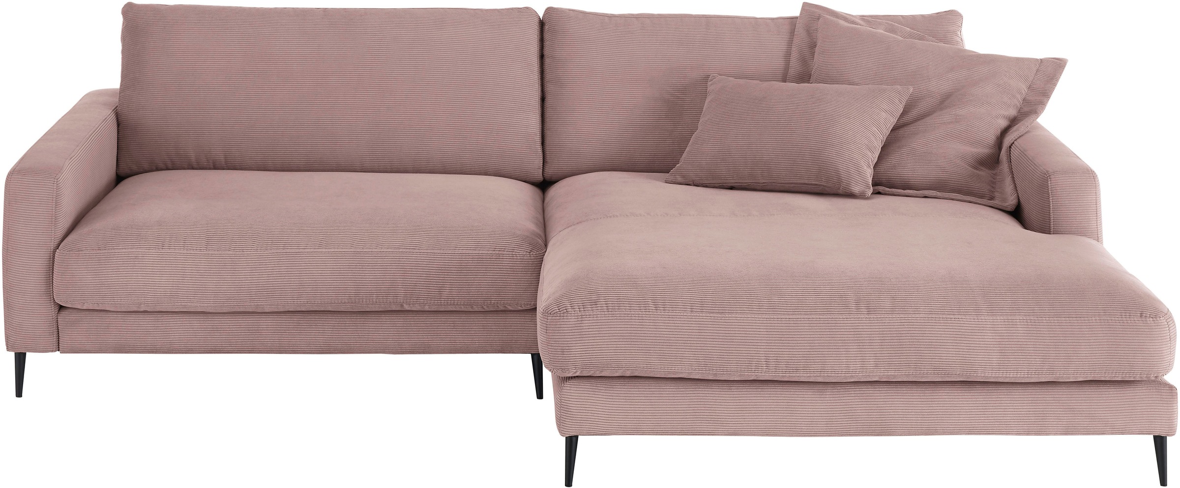 INOSIGN Ecksofa »Downtown, B/T/H: 272/190/84 cm L-Form« weicher Sitzkomfort auch in Cord und Bouclé, incl. Zierkissen