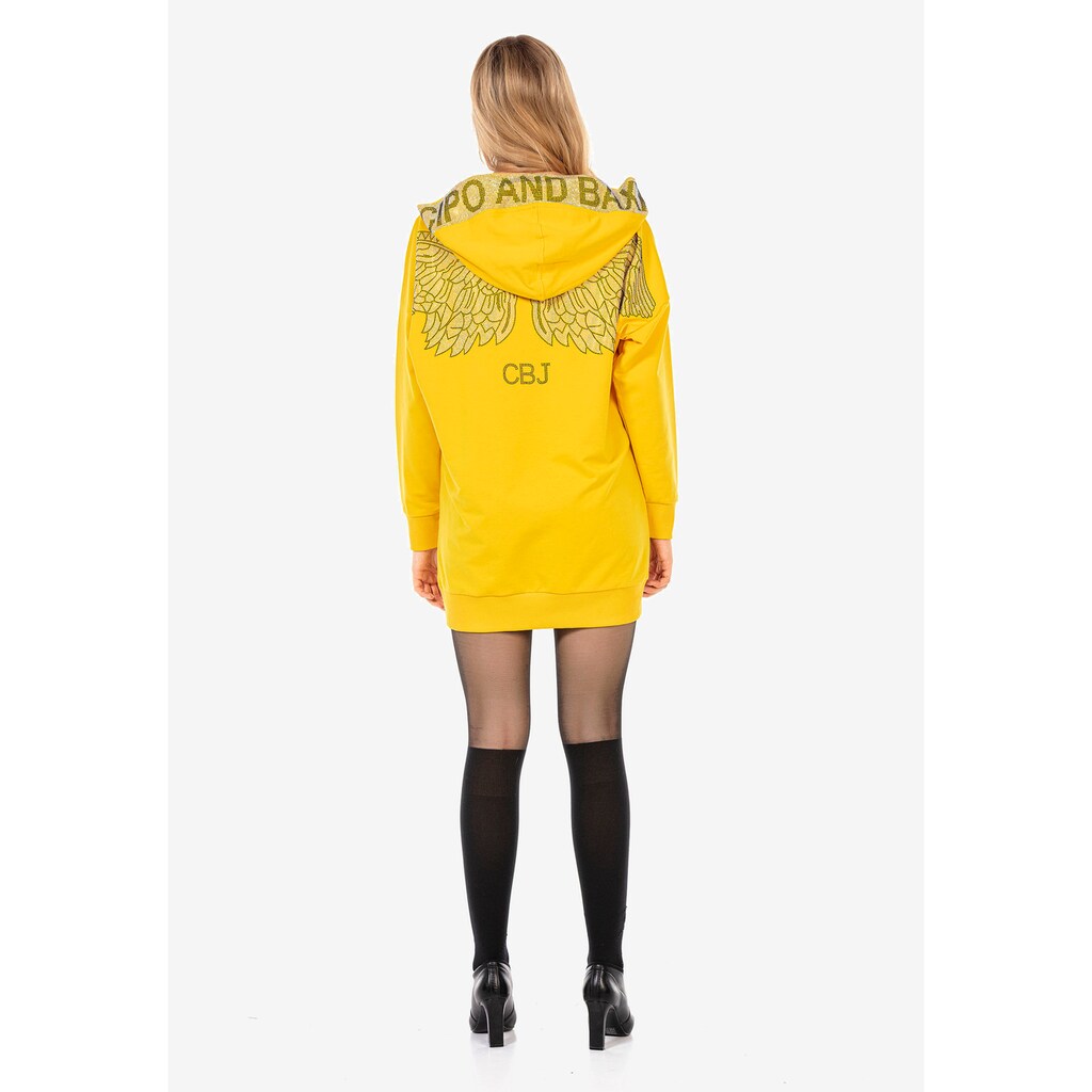 Damenmode Kleider Cipo & Baxx Jerseykleid, mit aufwendigem Strass-Design gelb