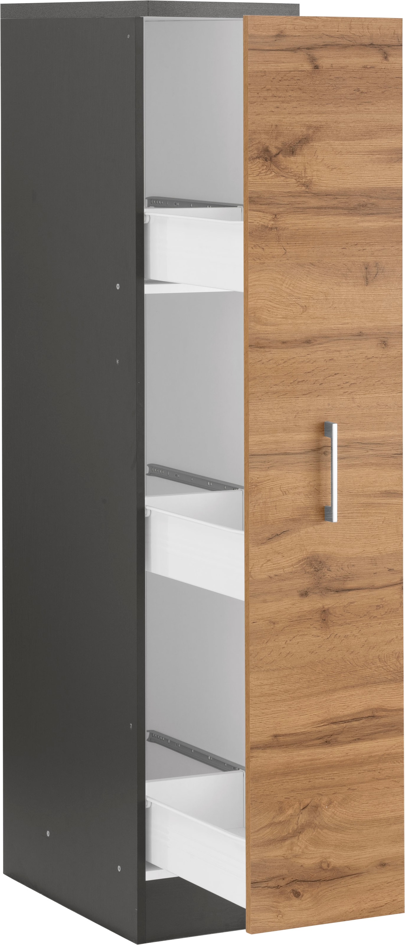 KOCHSTATION Apothekerschrank »KS-Colmar«, 30 cm breit, 165 cm hoch, mit 3 Ablagen, mit Metallgriff
