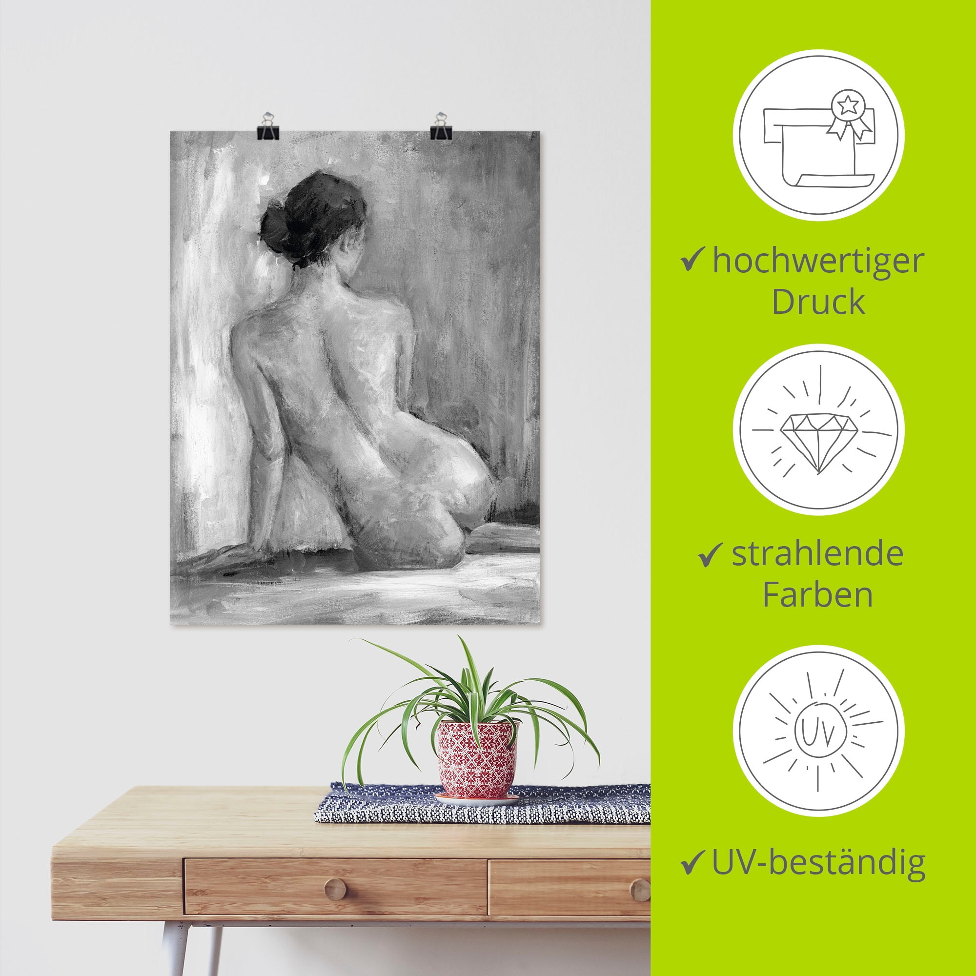 Artland Wandbild »Figur in schwarz & weiß I«, Frau, (1 St.), als Alubild, Outdoorbild, Leinwandbild, Poster, Wandaufkleber