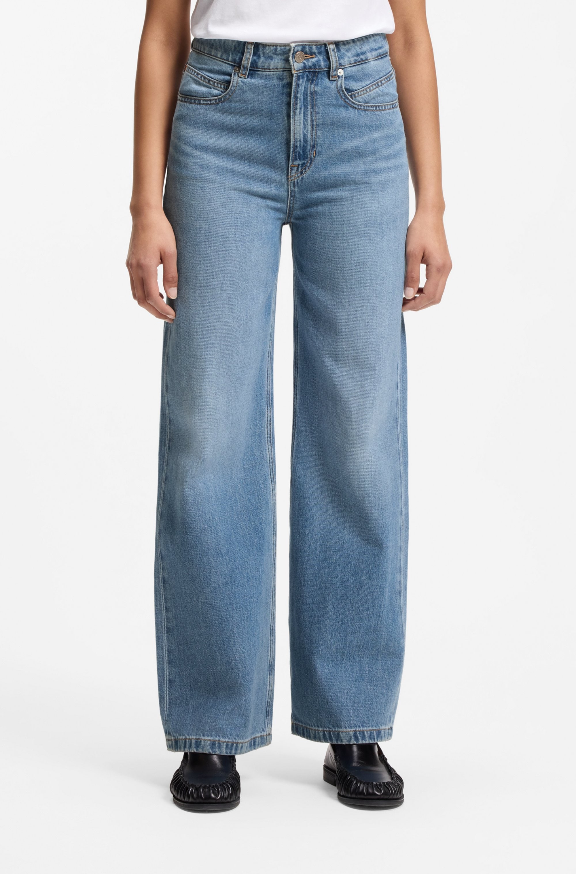 BOSS ORANGE Weite Jeans "MARLENE HR 12.0 Premium Damenmode" mit hohem Bund, Wide Leg