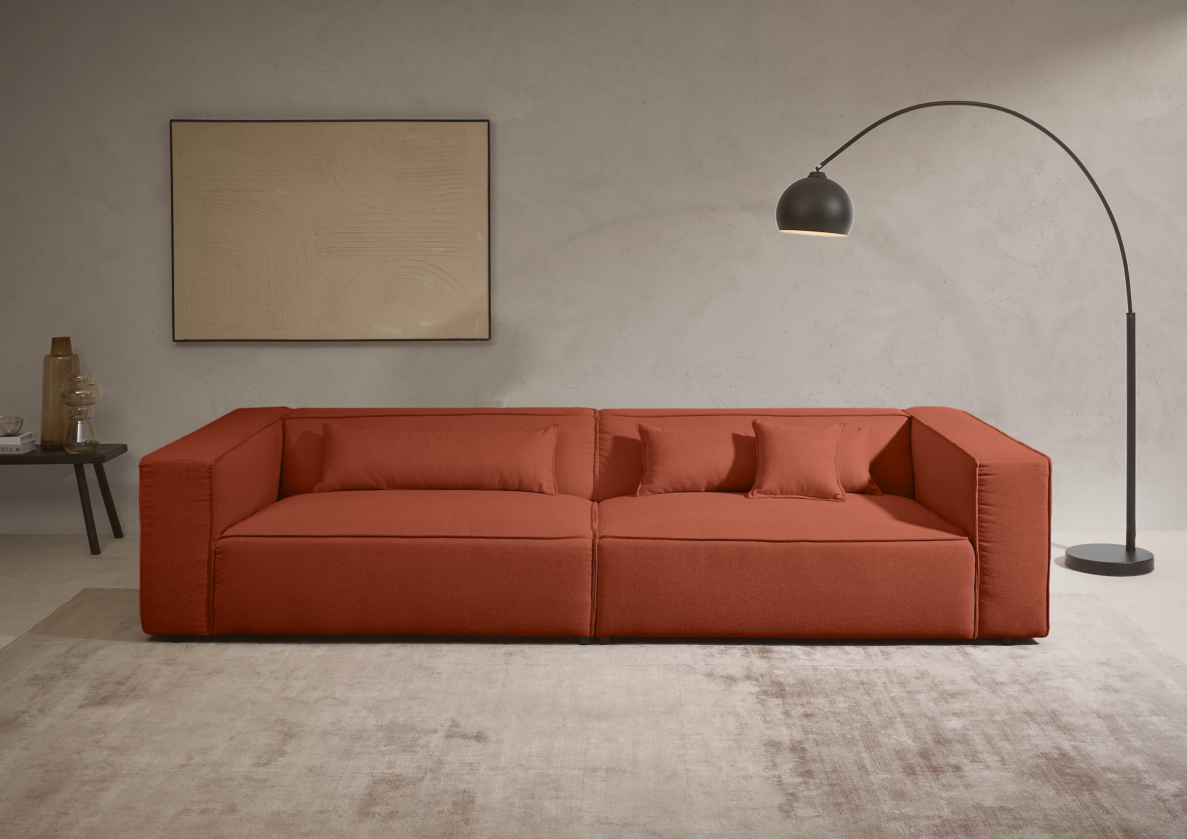 LeGer Home by Lena Gercke 3-Sitzer »PIARA XXL Struktur, Sofa mit Kedernaht« schwarze Füße, bequemer Sitzkomfort, extra tiefe Sitzfläche