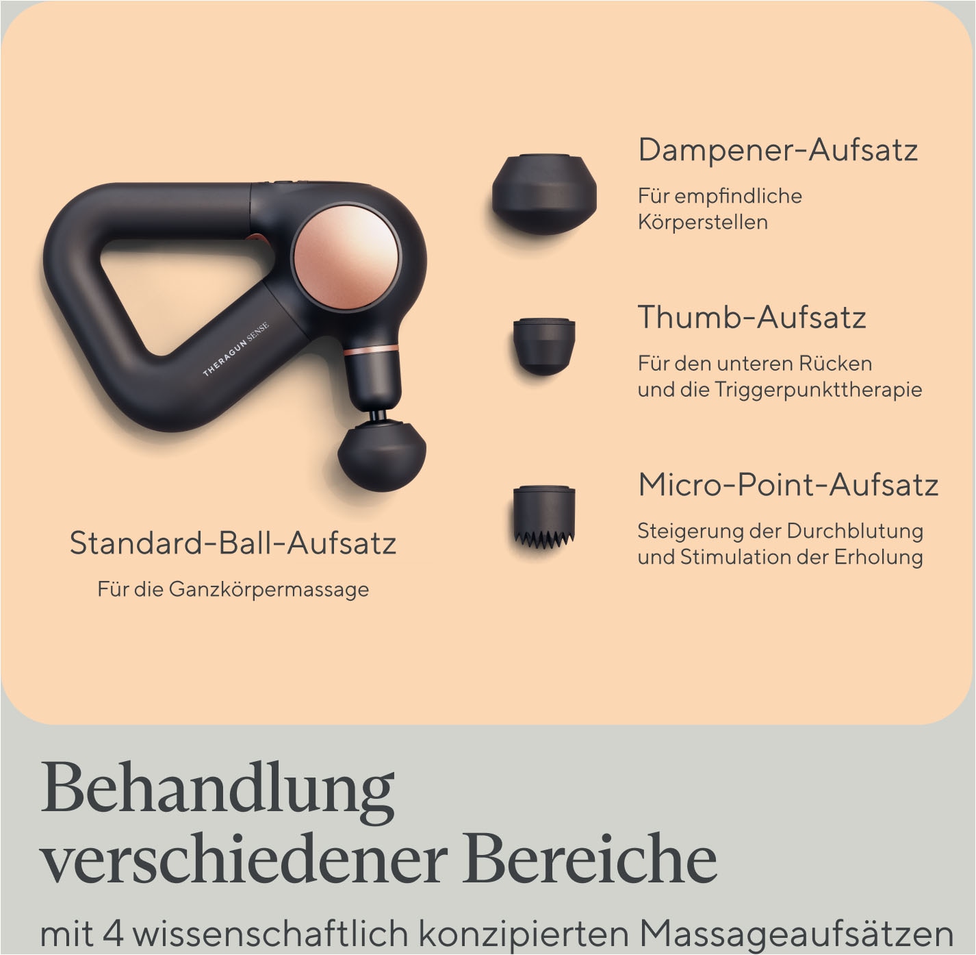 Therabody Massagepistole »Theragun Sense, Stressreduktion, Schmerzlinderung, Erholung«, geführte Atemübungen inkl. TheraMind Klang Therapie