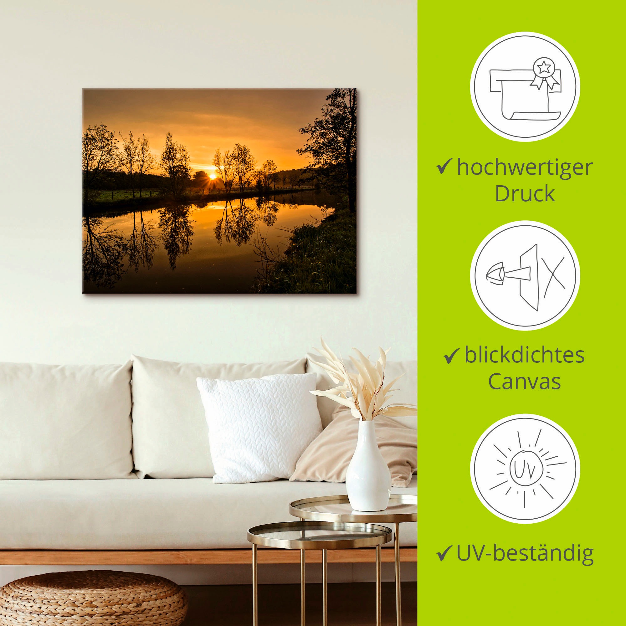 Artland Leinwandbild »goldener Morgen«, Sonnenaufgang & -untergang, (1 St.), auf Keilrahmen gespannt
