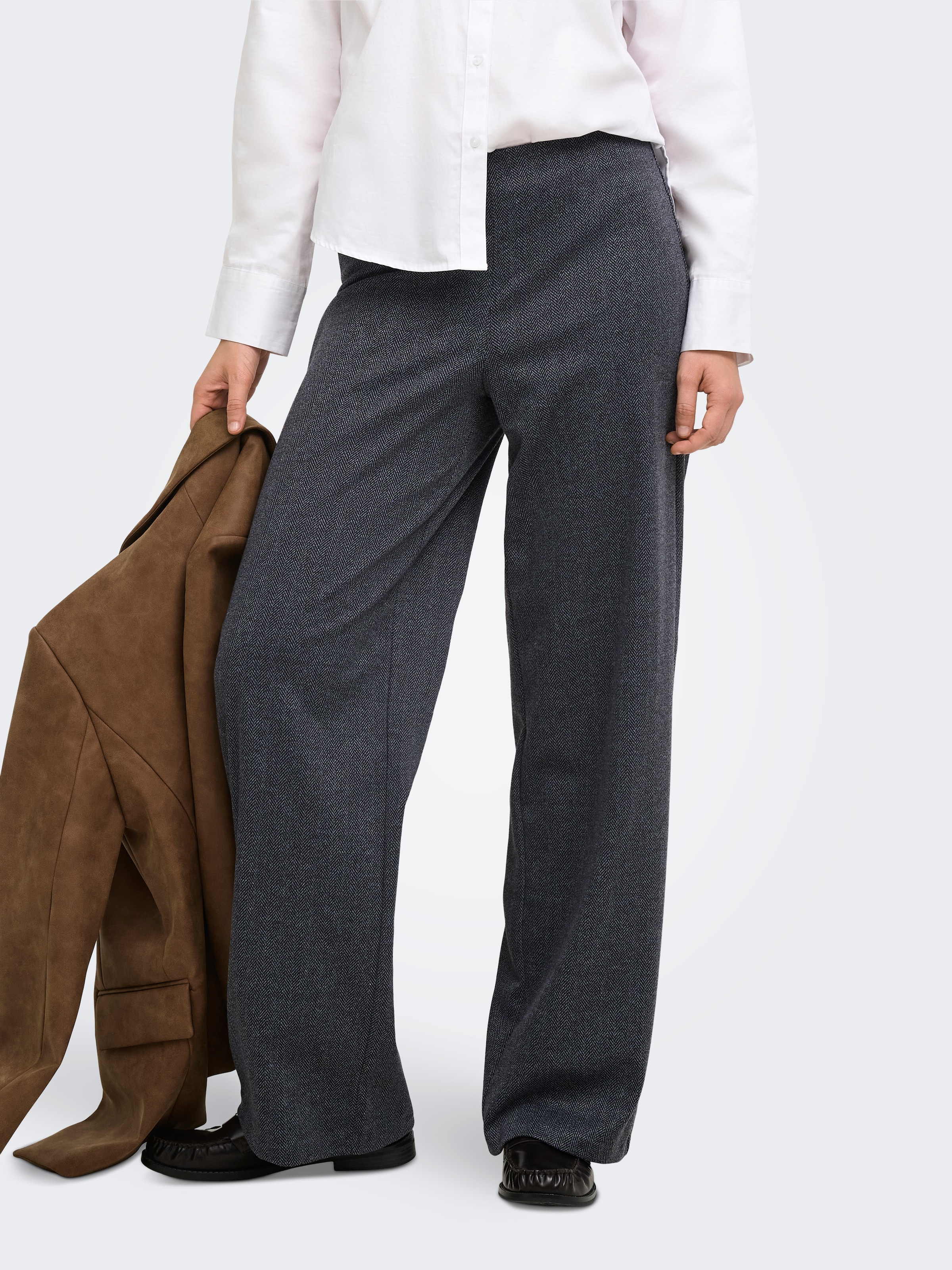 ONLY Anzughose "ONLBREMEN MW HERRINGBONE WIDE PANT PNT" Materialmix