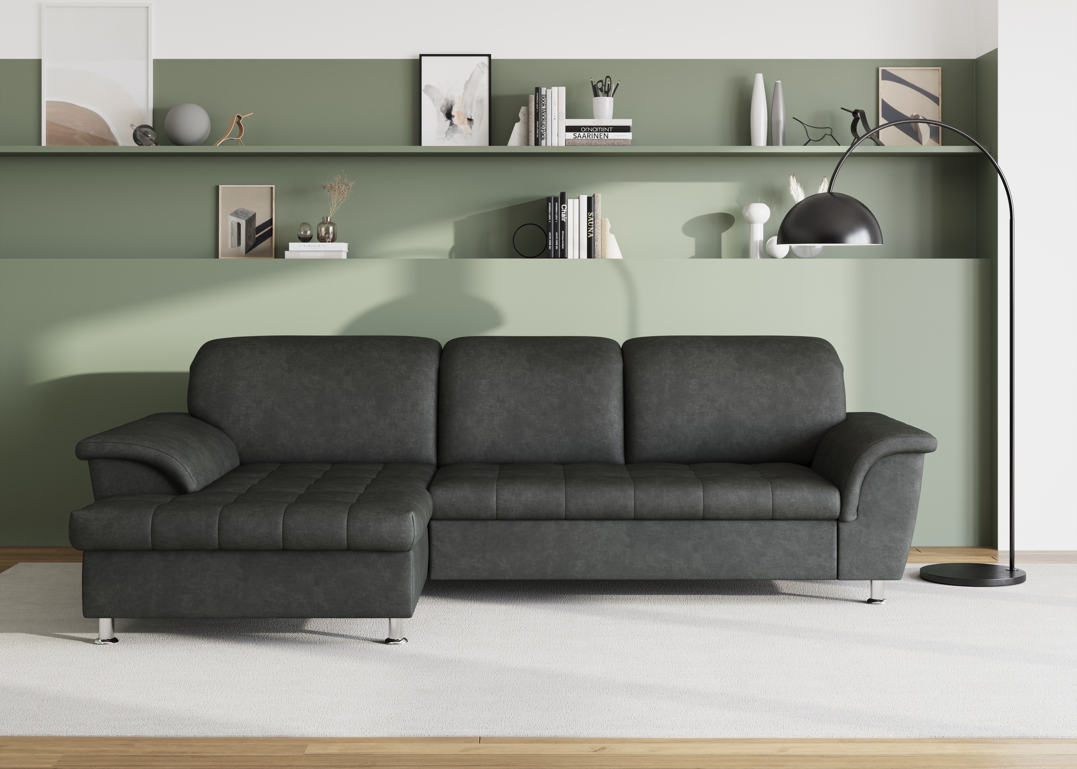 DOMO collection Ecksofa "FRANZI 278x170x81 cm, Steppung im Sitzbereich, L-Form" wahlweise mit Bettfunktion, Bettkasten und Kopfteilverstellung