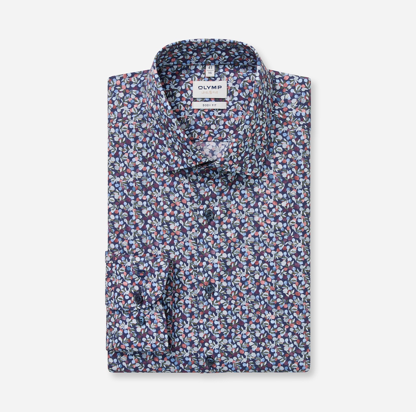 OLYMP Langarmhemd »Level Five« Businesshemd, body fit, New York Kentkragen, florales Muster