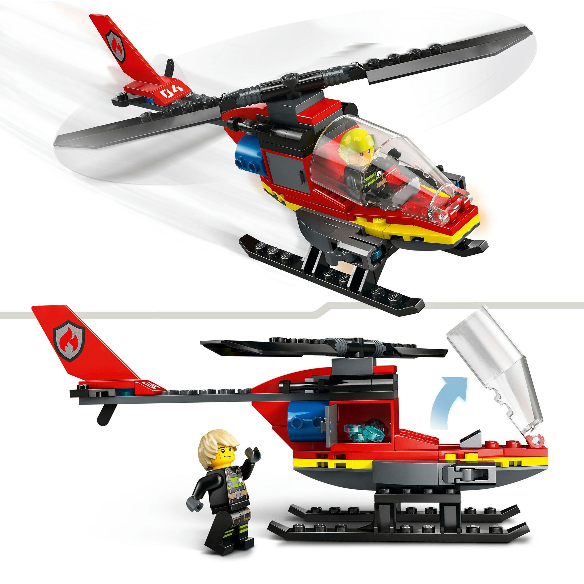 LEGO® Konstruktionsspielsteine »Feuerwehrhubschrauber (60411), LEGO City«, (85 St.), Made in Europe