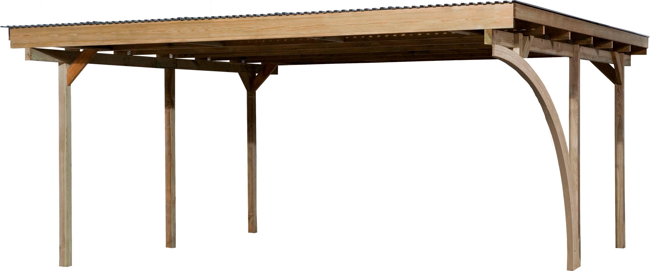 Doppelcarport WEKA, braun, Carports, "616 A", mit Rundbogen wahlweise links- oder rechts montierbar