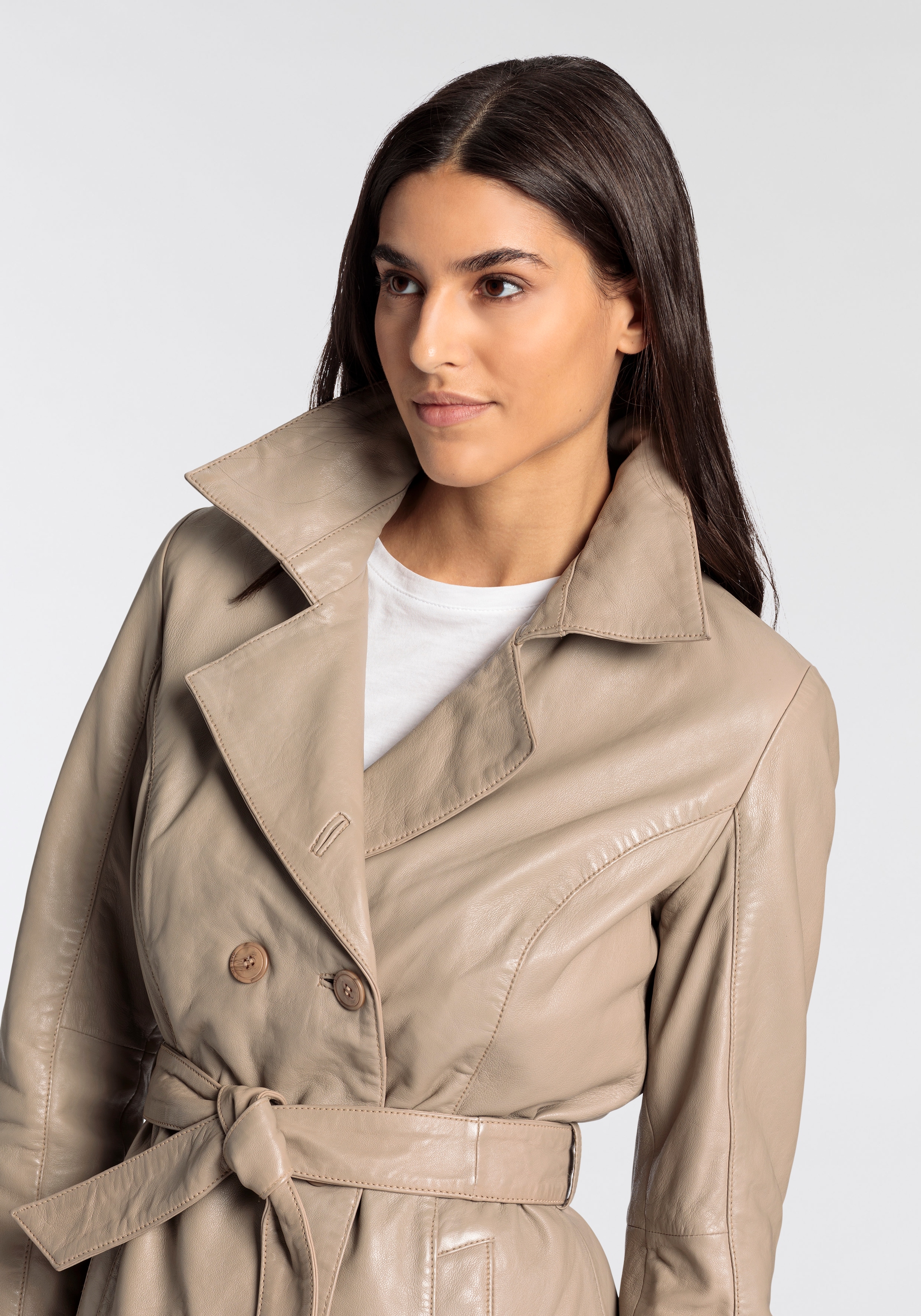 Mauritius Ledermantel "GWTaruh OT", (2 tlg.), femininer Leder-Trenchcoat mi günstig online kaufen