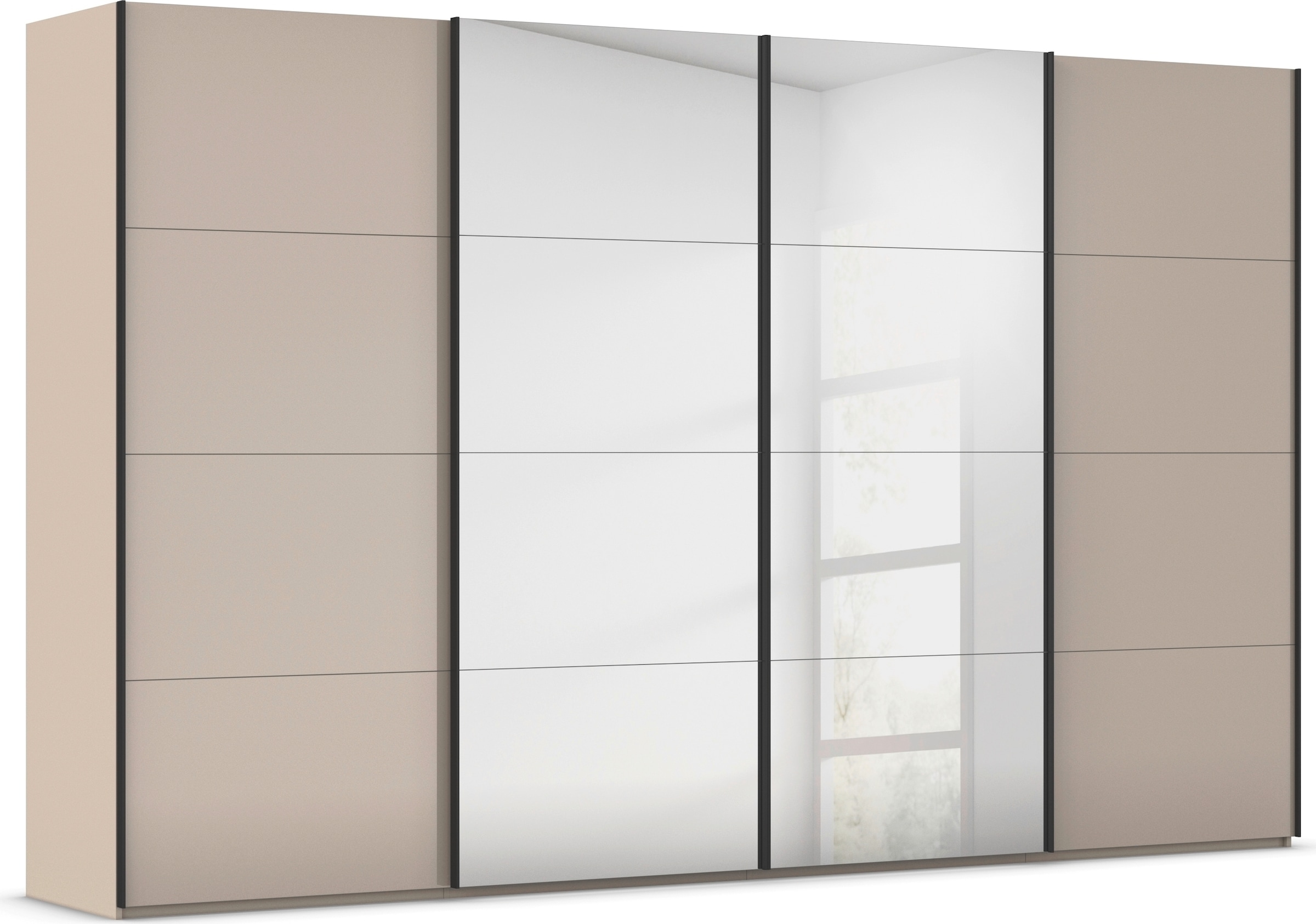 rauch "Kleiderschrank Schrank Garderobe Schlafzimmerschrank SCALE-FYRA" edle viergeteilte Türen Spiegel/Glas-Mix viele Farben MADE IN GERMANY