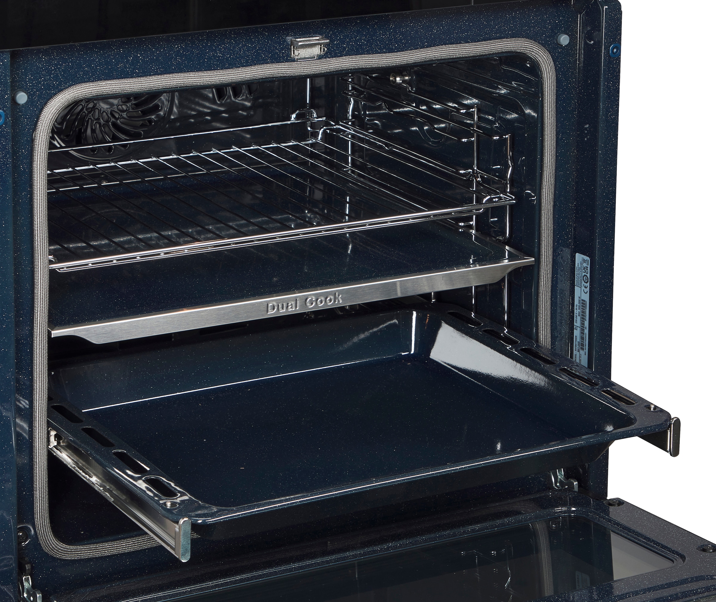 Samsung Pyrolyse Backofen Serie 5 »NV7B5775XDK«, mit 1-fach-Teleskopauszug, Pyrolyse-Selbstreinigung, Dual Cook Flex – Ein Ofen. Zwei Garräume. Flexible Tür.