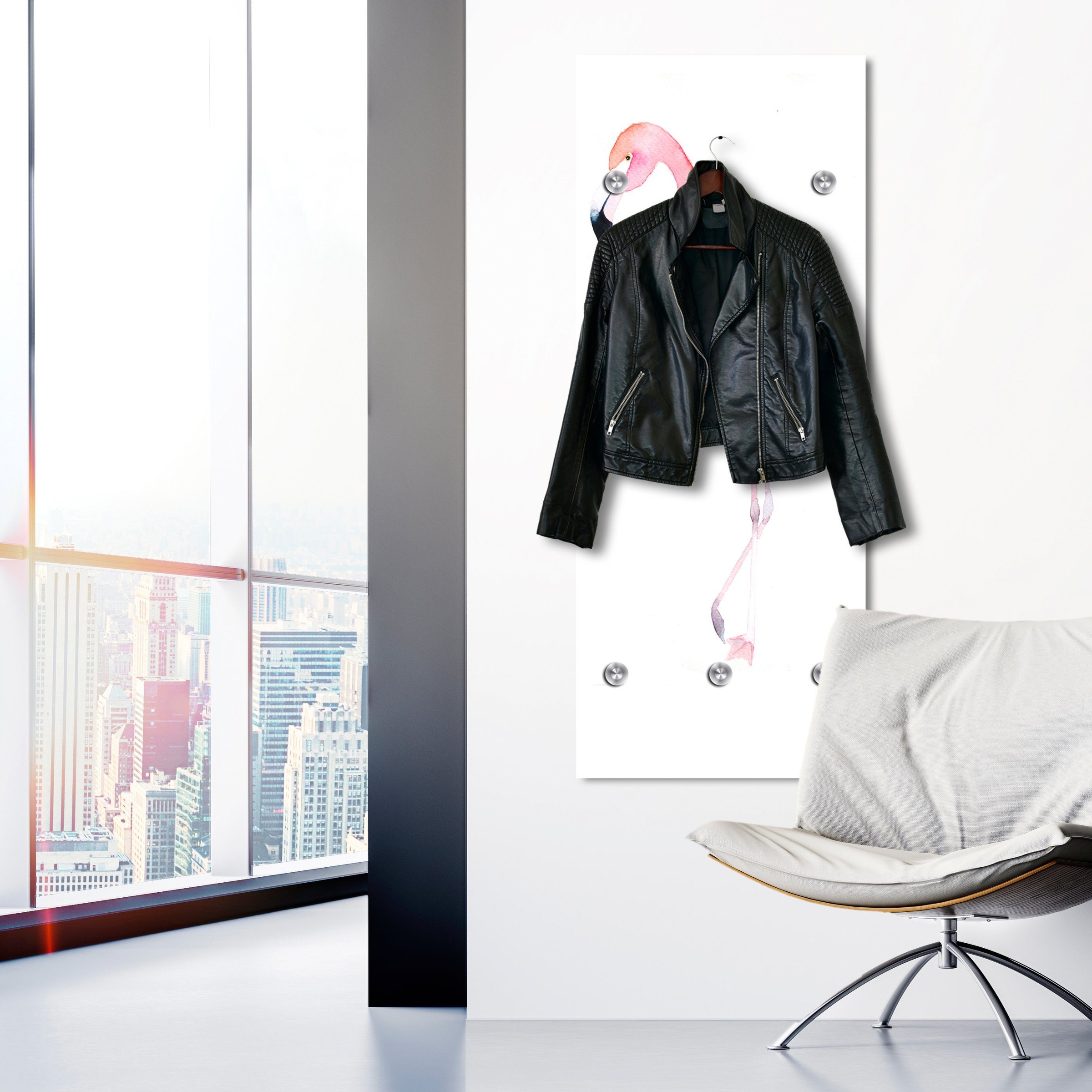 queence Garderobenleiste »Flamingo«, mit 6 Haken, 50 x 120 cm