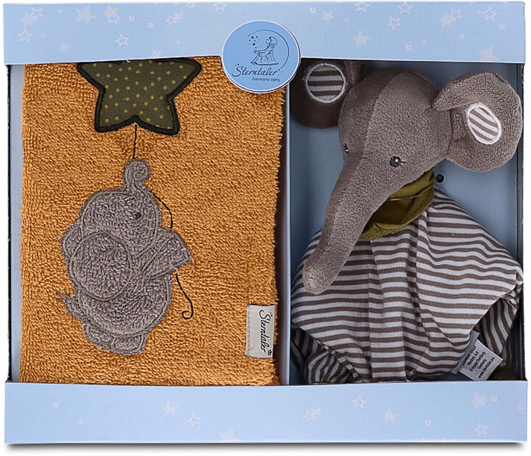 Sterntaler® Schmusetuch »Geschenk-Set Elefant Eddy«, (Set, 2 tlg.)