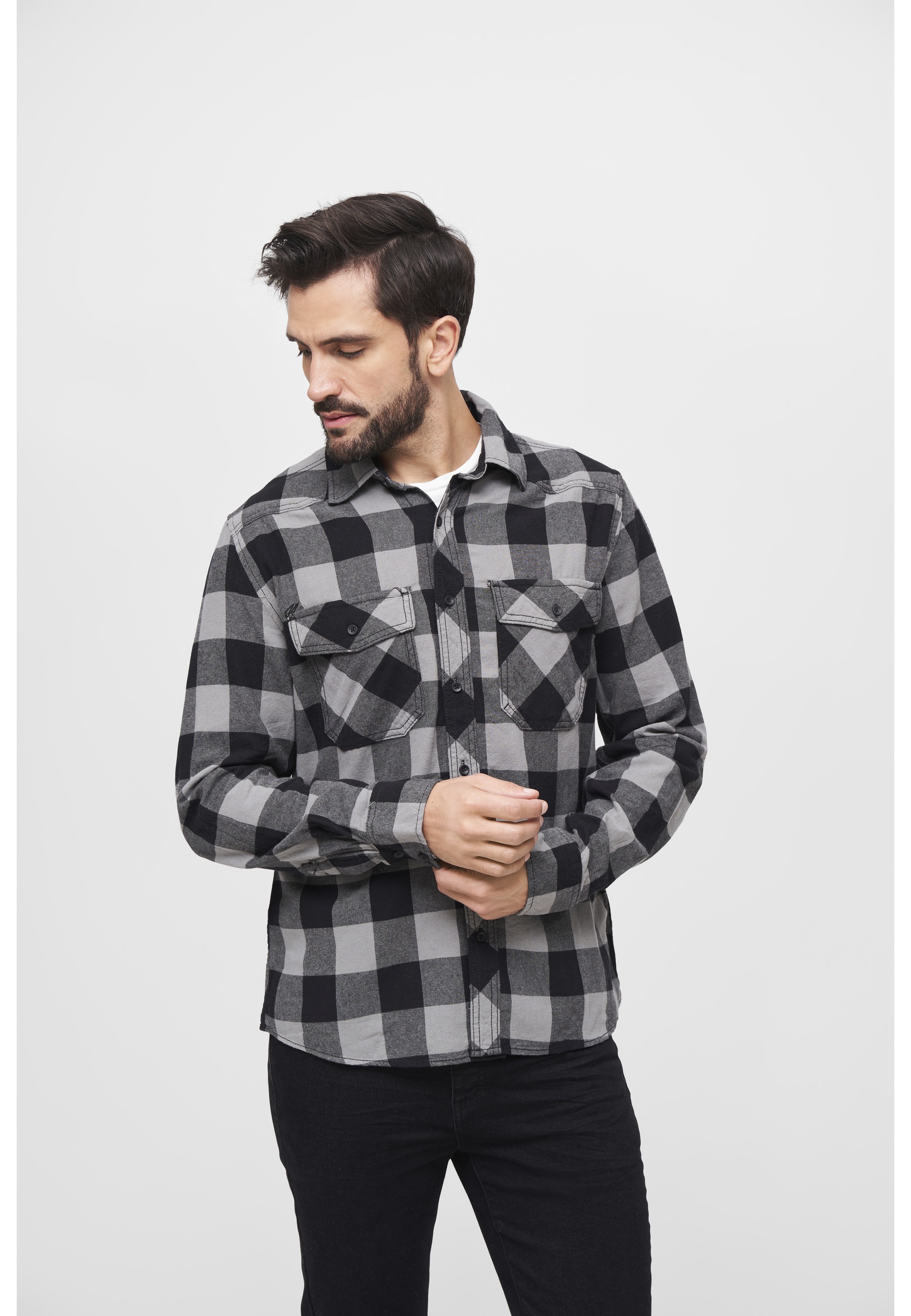 Brandit Check Long Sleeve Shirt Black/Charcoal 2XL 2