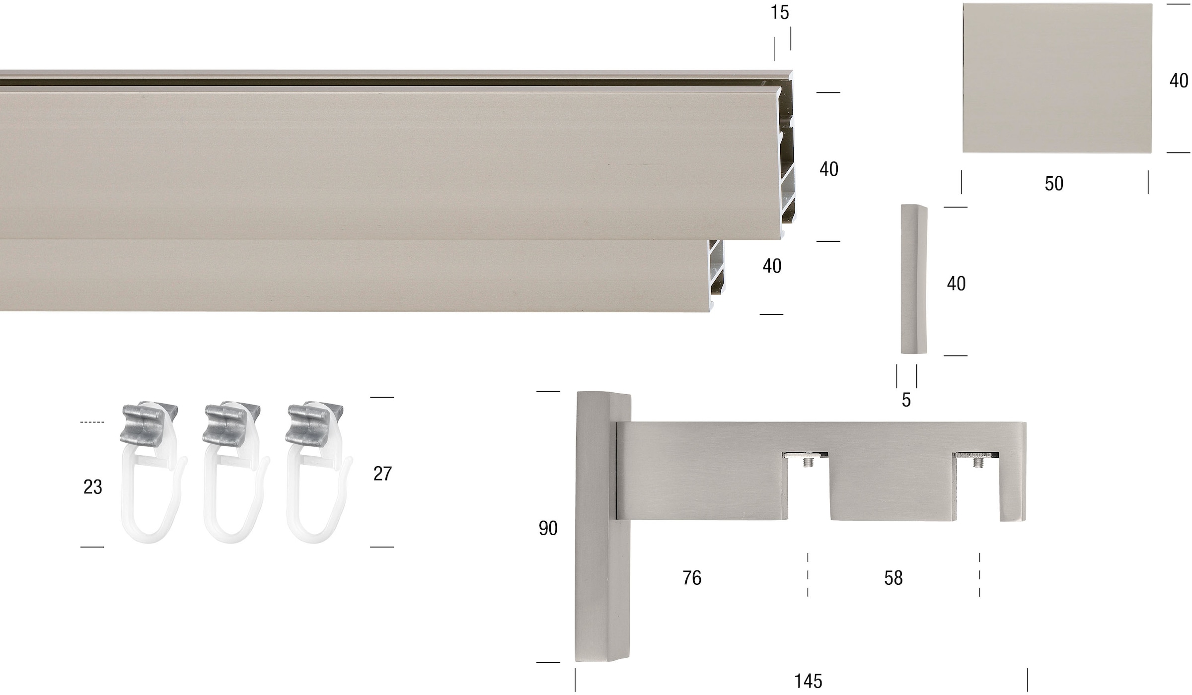 GARESA Gardinenstange »FLAT«, 2 läufig-läufig, Wunschmaßlänge, Rechteckprofil, Wandmontage, perfekter Lauf, modern, verlängerbar