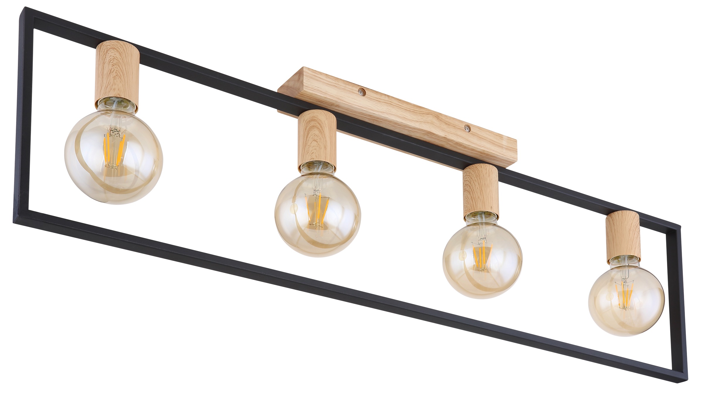 GLOBO LIGHTING Deckenleuchte »DANIEL« E27 1 Stk. LED Deckenleuchte schwarz matt mit Holzoptik, modern