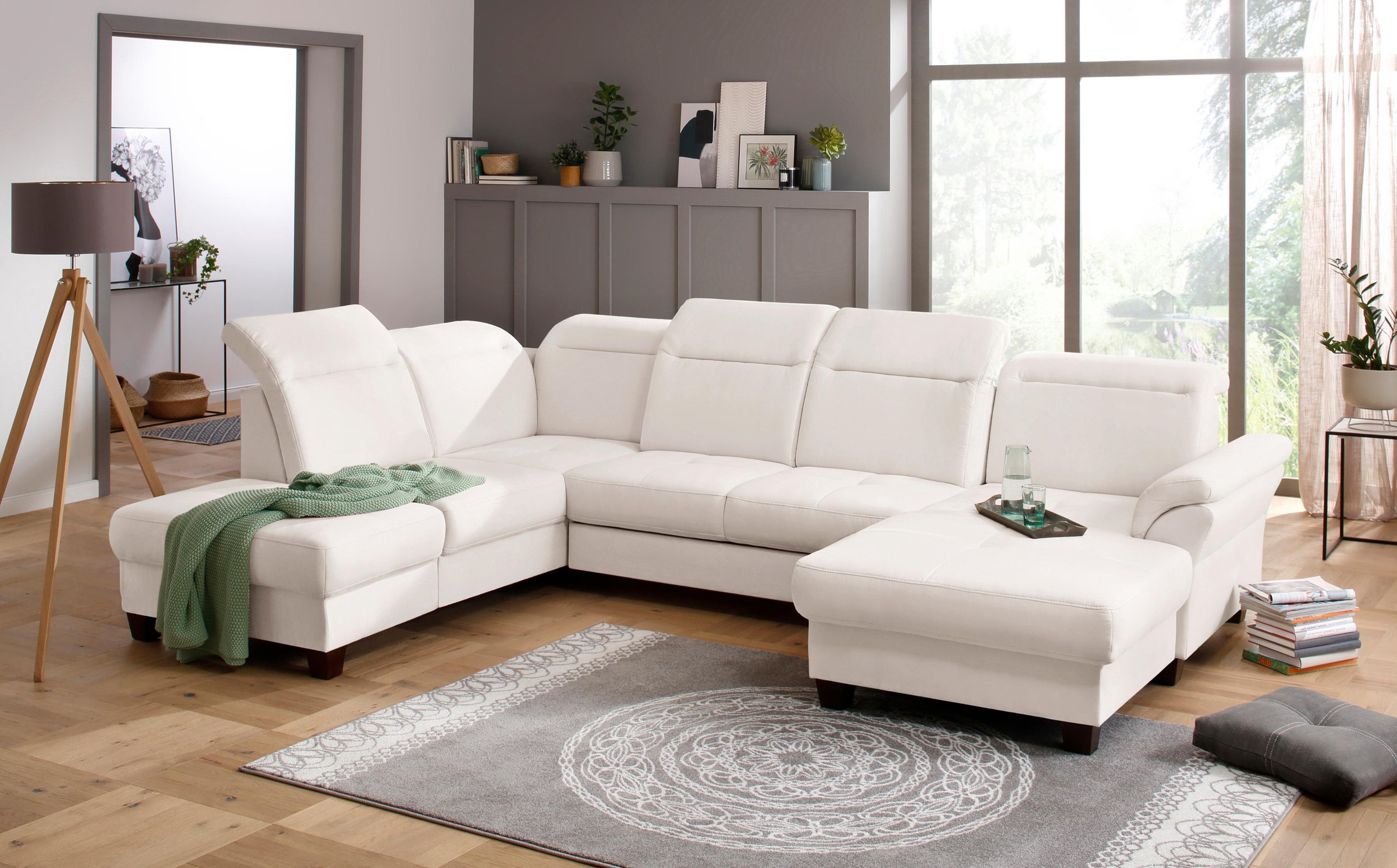 Home affaire Wohnlandschaft "Solvei U-Form" Sitztiefenverstellung und Feder günstig online kaufen