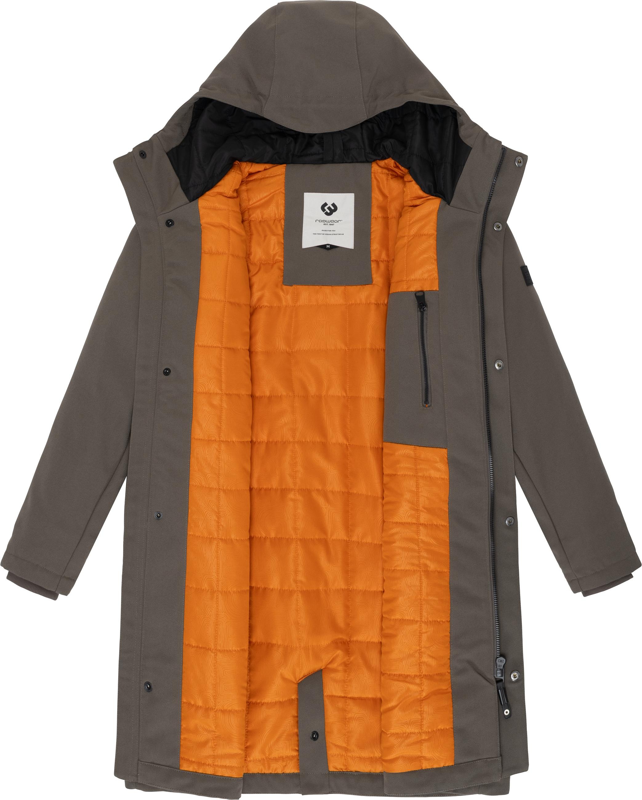 Ragwear Wintermantel »Mr Them Long«, lange wasserdichte Herren Winterjacke mit Kapuze