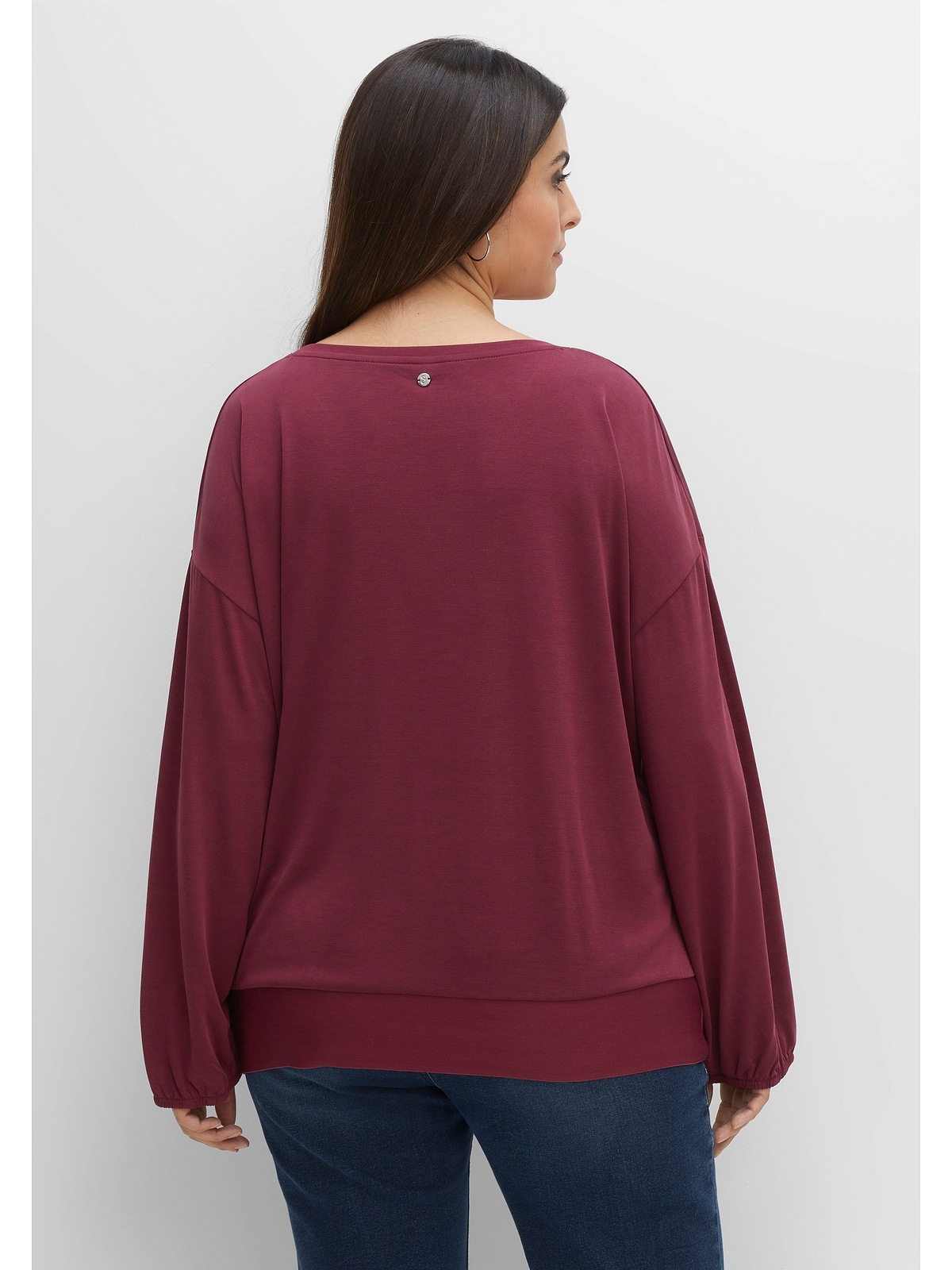 Sheego Langarmshirt »Große Größen«, mit V-Ausschnitt und breitem Bund für  bestellen | BAUR