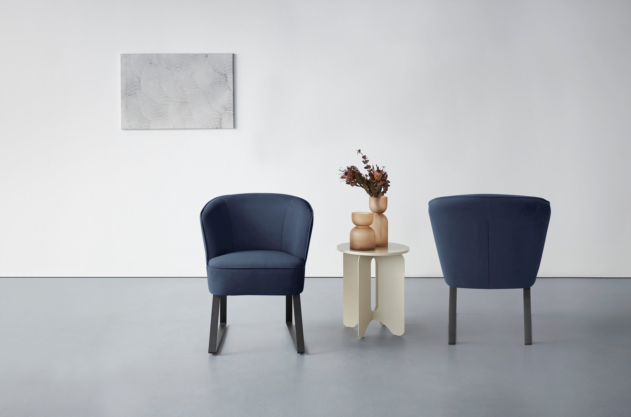 exxpo - sofa fashion Sessel »Americano, Loungesessel«, mit Keder und Metallfüßen, Bezug in verschiedenen Qualitäten, 1 Stck.