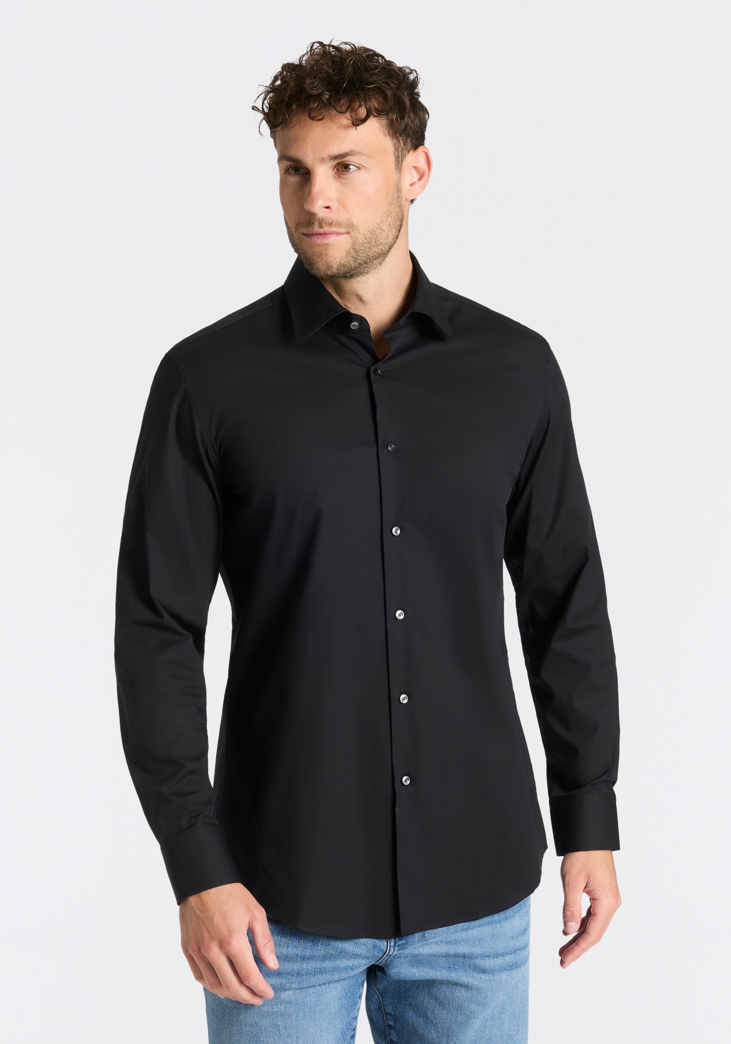 BOSS "Hank" Kentkragen, Slim-Fit, bügelleichte Qualität