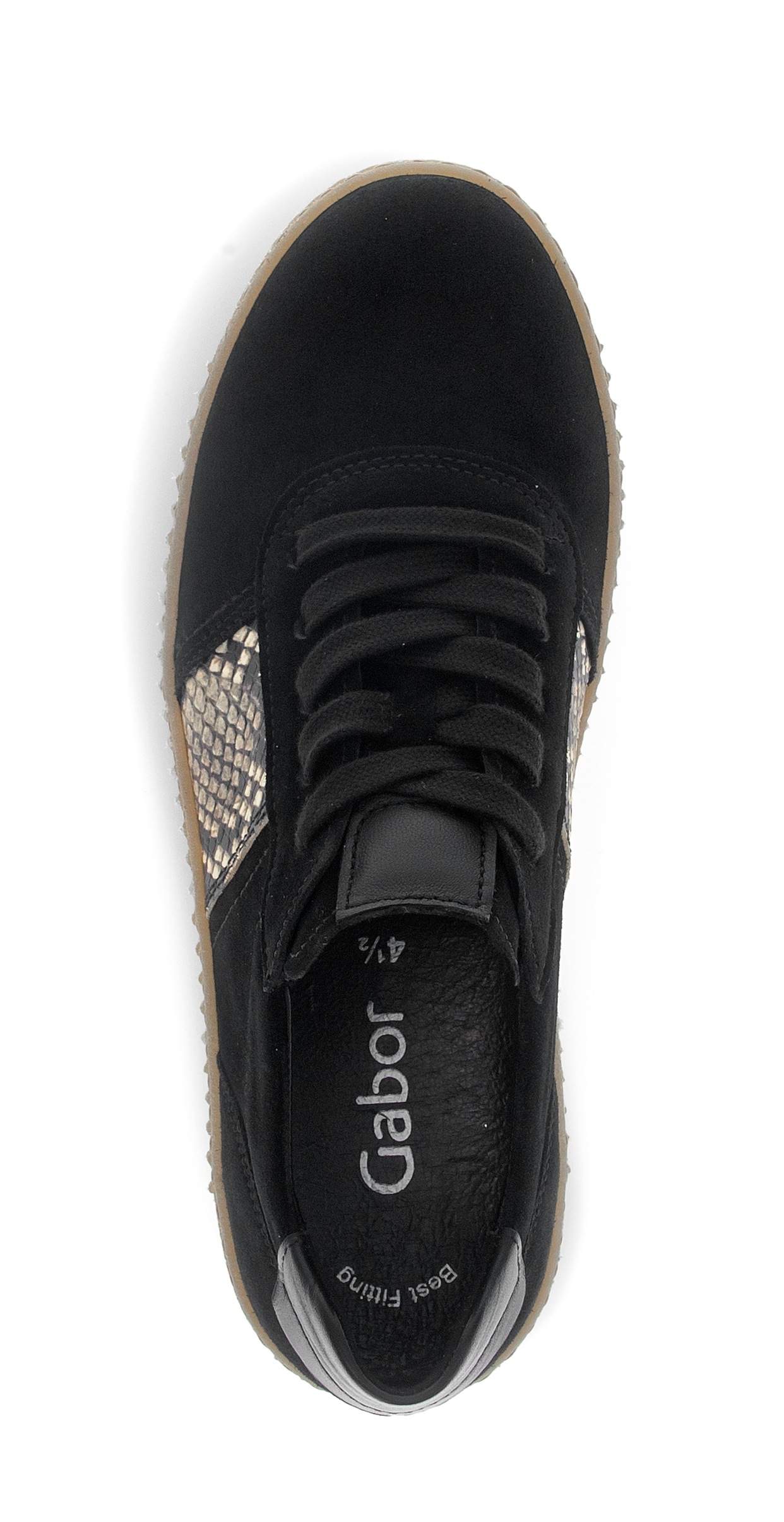 Gabor Plateausneaker, Freizeitschuh, Halbschuh, Schnürer mit Plateausohle in Krepp-Optik