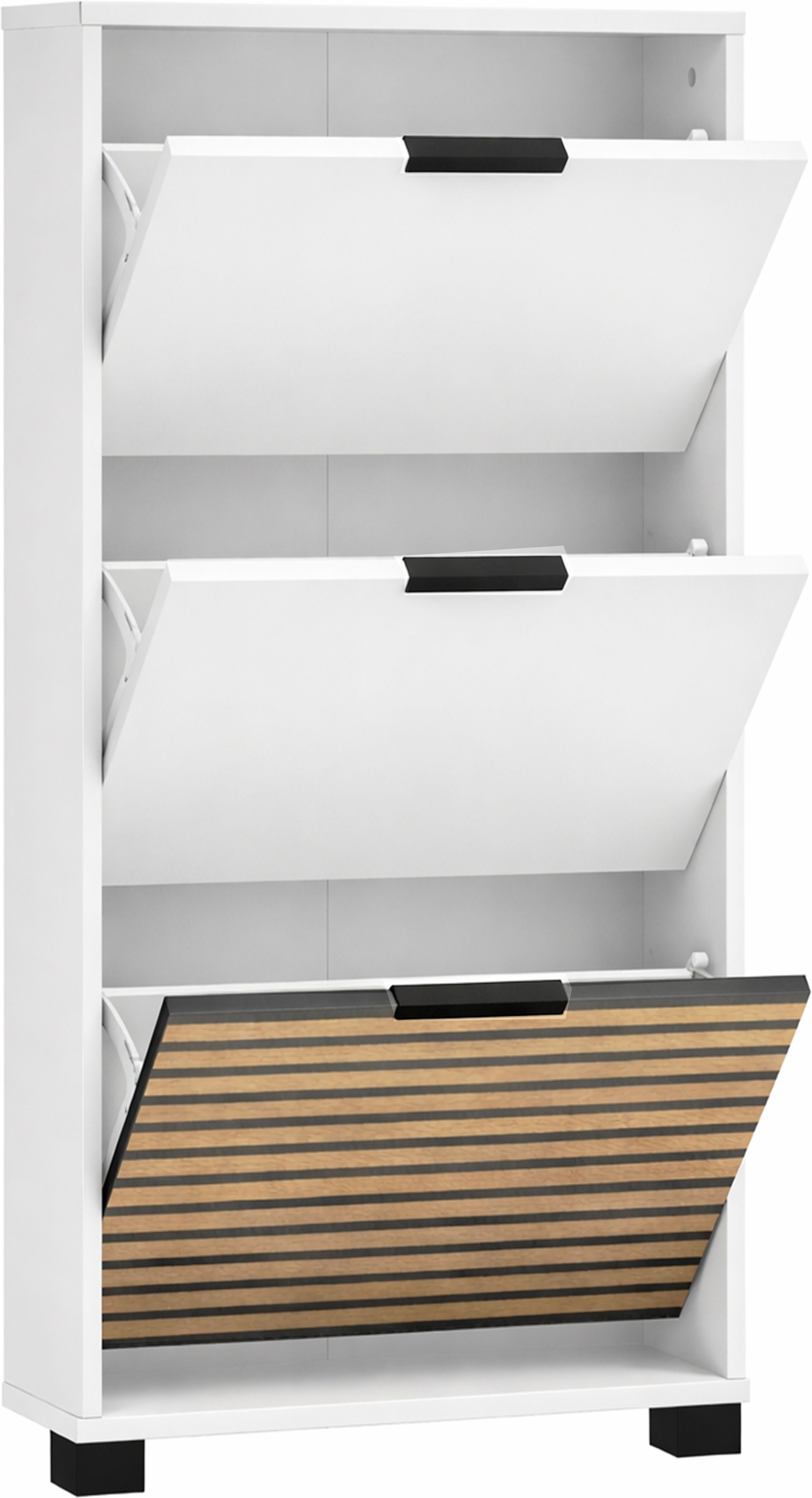 Schildmeyer Schuhschrank »LOFT, 3 Klappen, Breite 59,8 cm, akustik-optik, MADE IN GERMANY« 1 Stk. tlg. eine Klappe in Akustikplatten-Optik,  MADE IN GERMANY