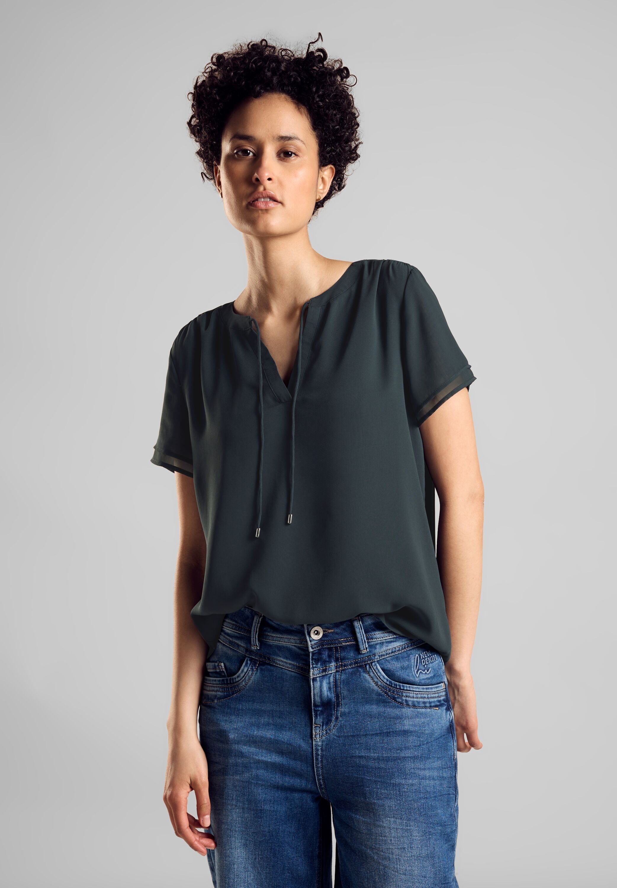 STREET ONE Chiffonbluse, in Unifarbe