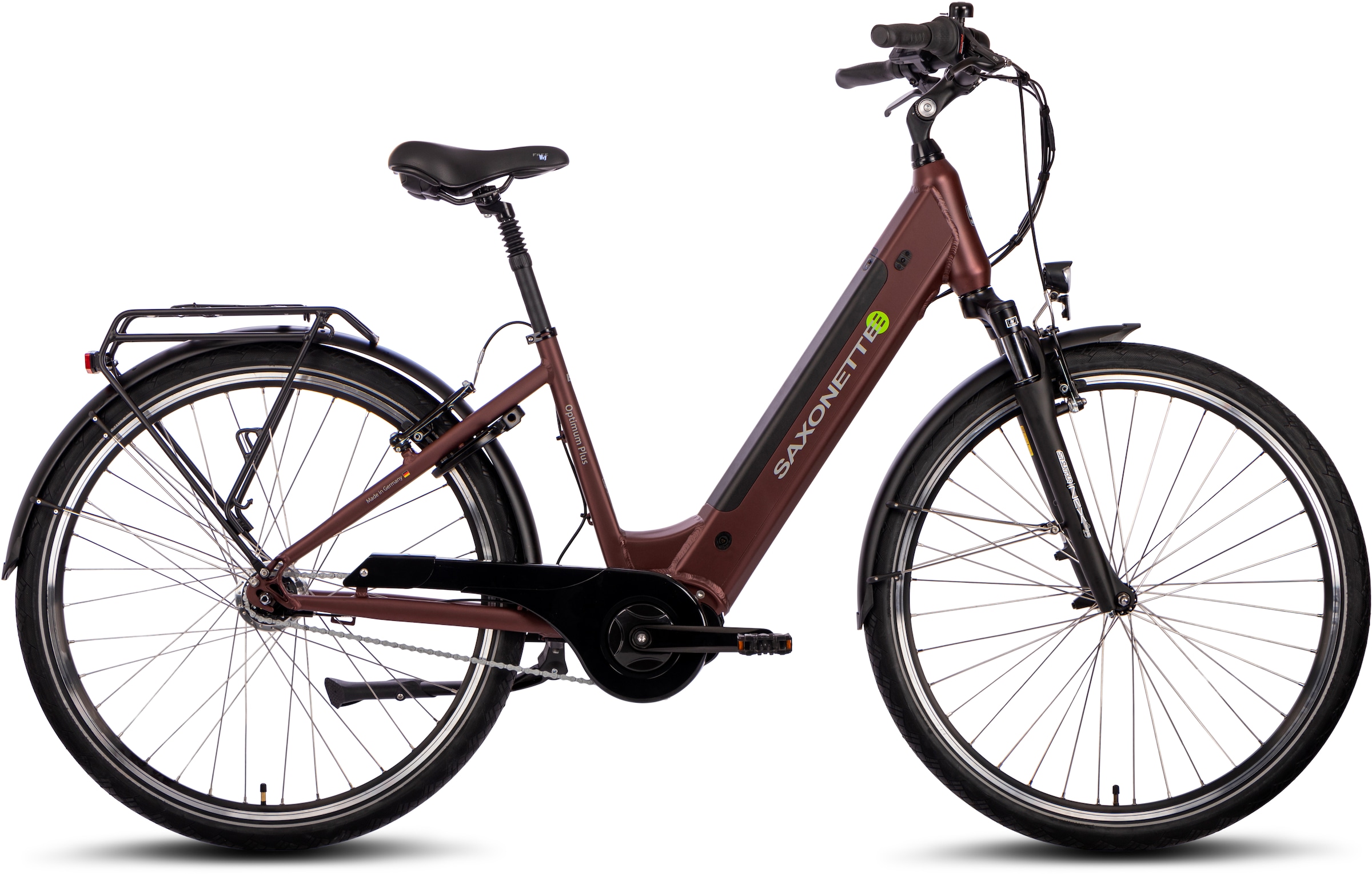 SAXONETTE E-Bike »Optimum Plus«, 7 Gang, Mittelmotor 250 W, (mit integr. Rahmenschloss), Pedelec, Elektrofahrrad für Damen u. Herren, Cityrad