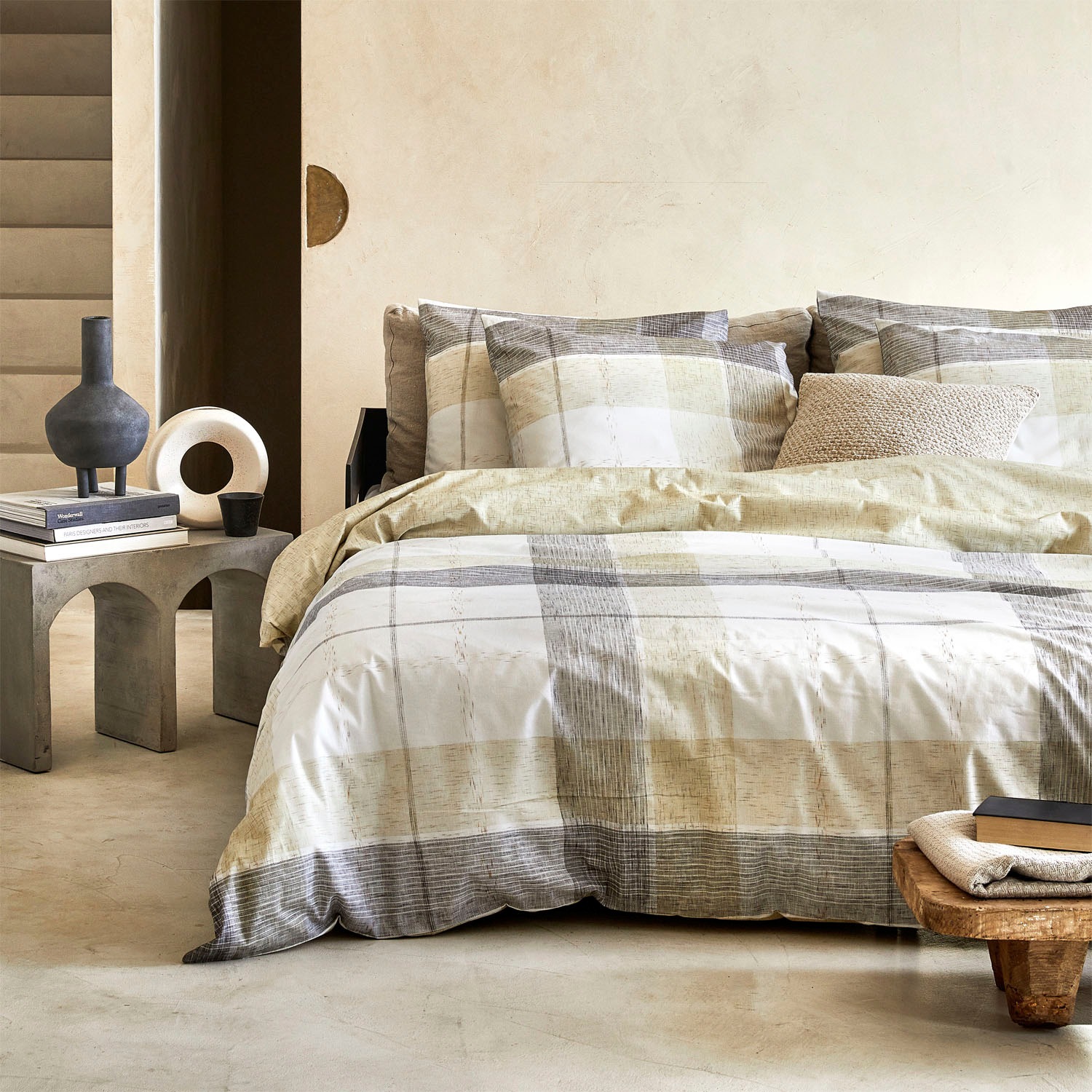 damai Wendebettwäsche "Colos" 3 Stk. mit großen Karos günstig online kaufen