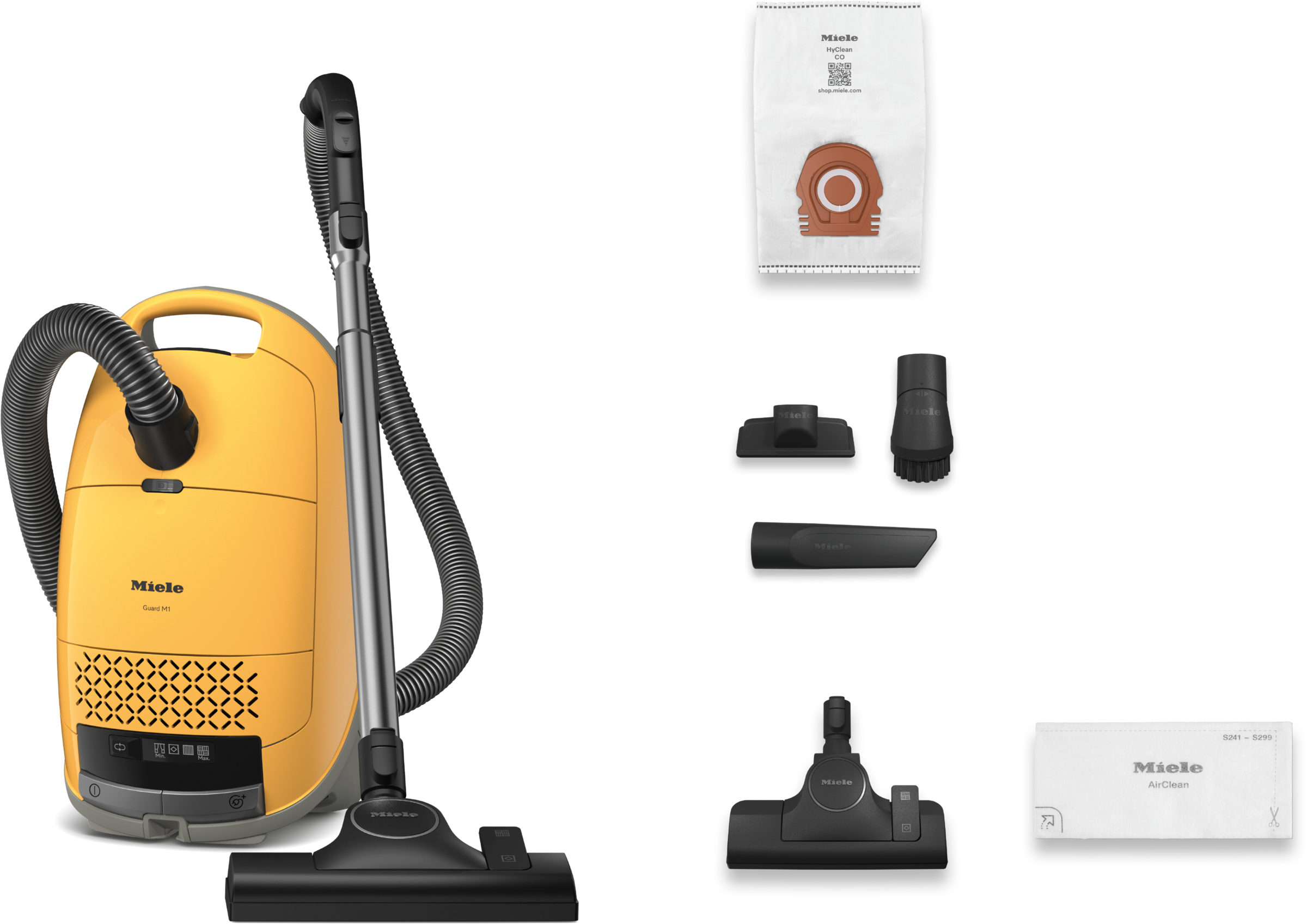 Miele Bodenstaubsauger »Guard M1 Sunsetgelb mit ComfortFit, Nachfolger Complete C2«, 890 W, mit Beutel, Starke Saugleistung, AirClean Filter, integriertes Zubehör