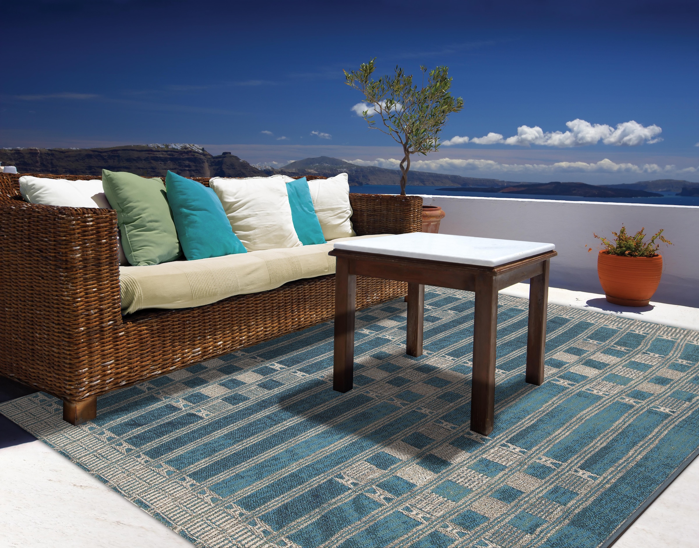 Gino Falcone Teppich "Outdoor-Africa 39" rechteckig 5 mm Höhe Flachgewebe, In- und Outdoor geeignet, Wohnzimmer