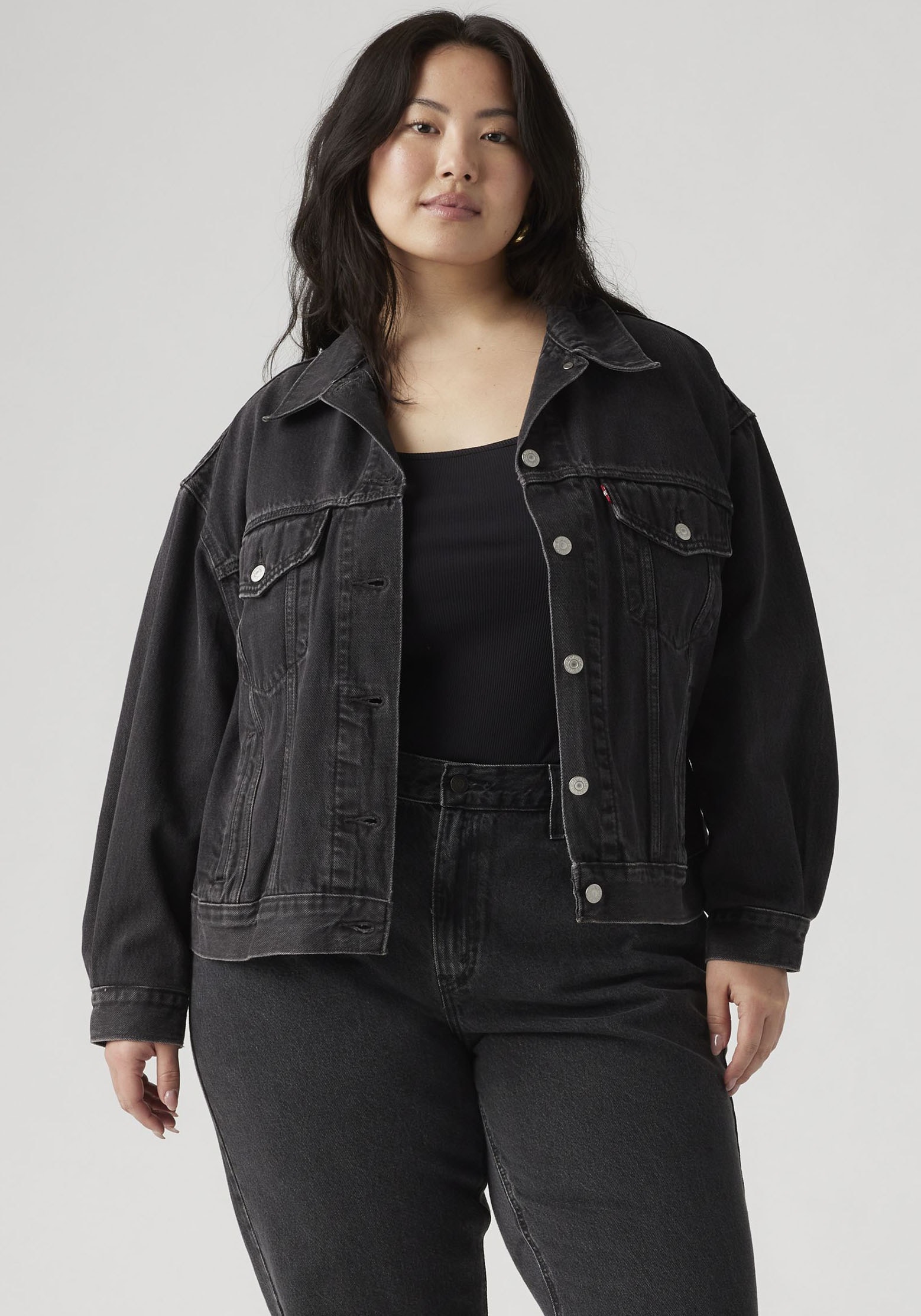 Levis Plus Jeansjacke "TRUCKER" in leichter Used-Waschung