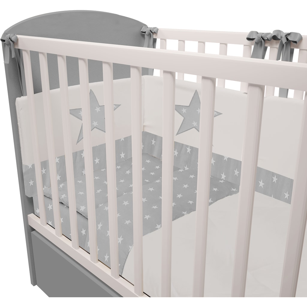 Polini kids Babybett »Sky 745, Weiß-Grau«, mit Bettschubkasten und Schaukelfunktion