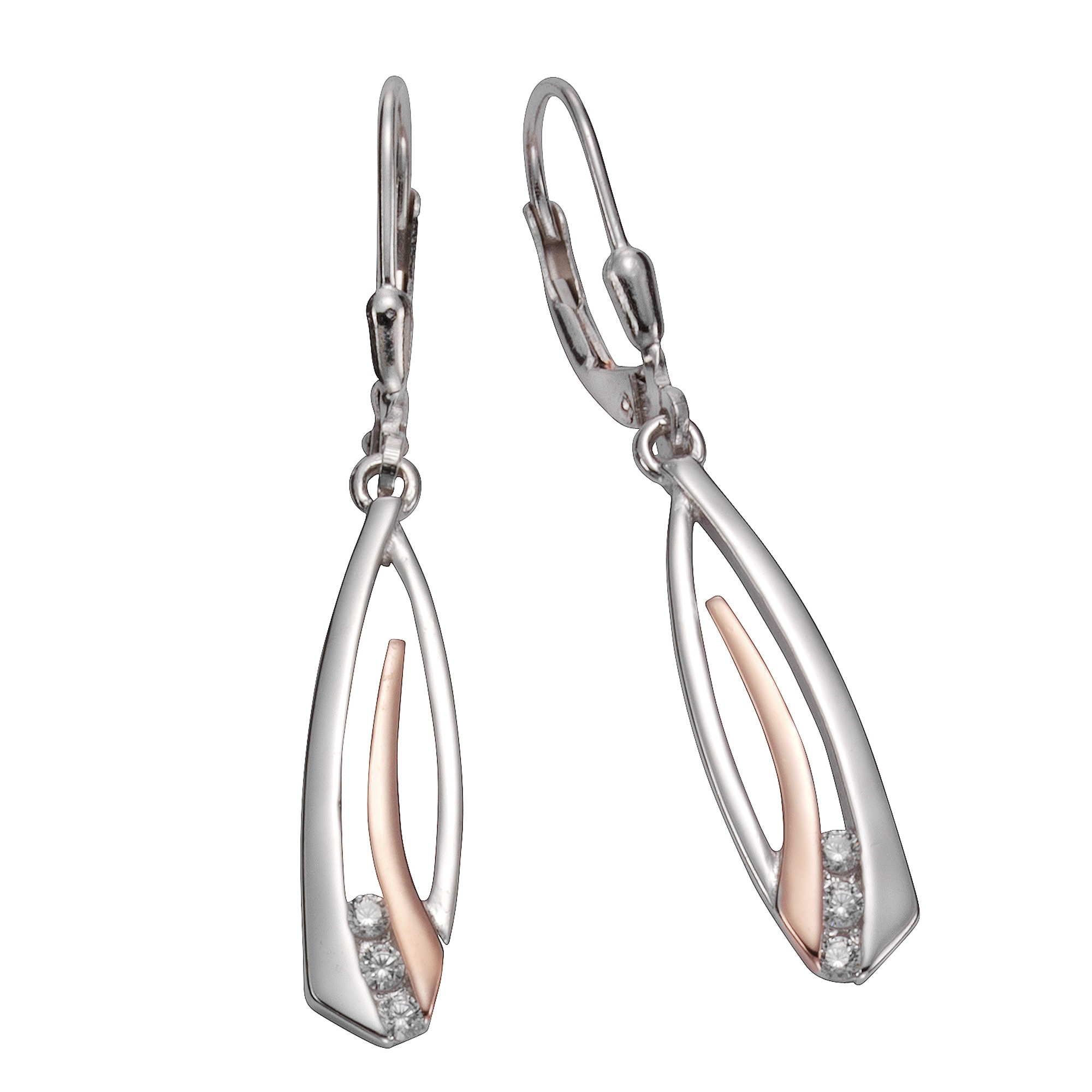 Vivance Zirkonia« Paar BAUR Ohrhänger »925 zweifarbig kaufen Silber |