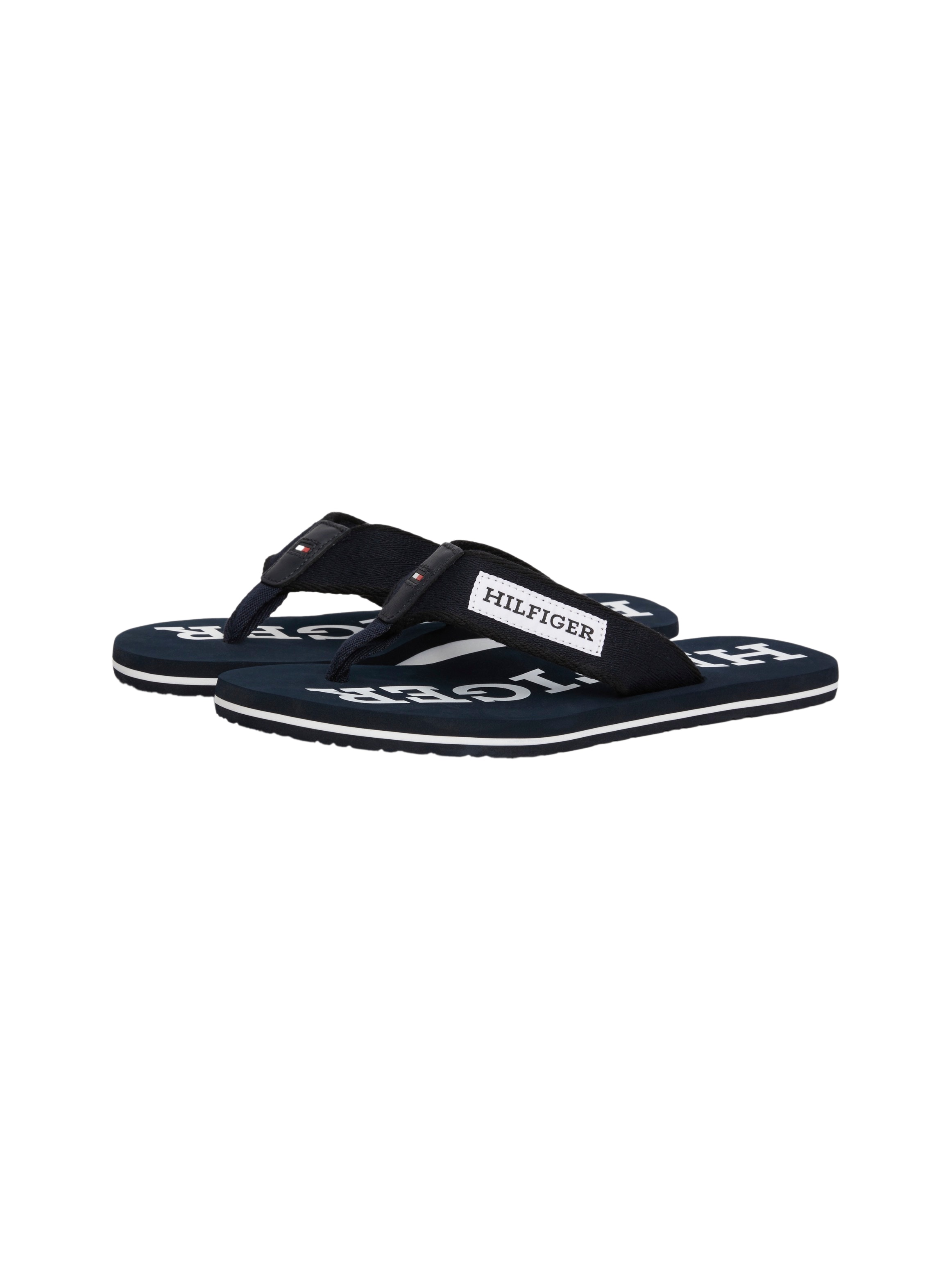 Tommy Hilfiger Zehentrenner »PATCH HILFIGER BEACH SANDAL«, Sommerschuh, Schlappen, Poolslides, Badeschuh, mit Logoschriftzug