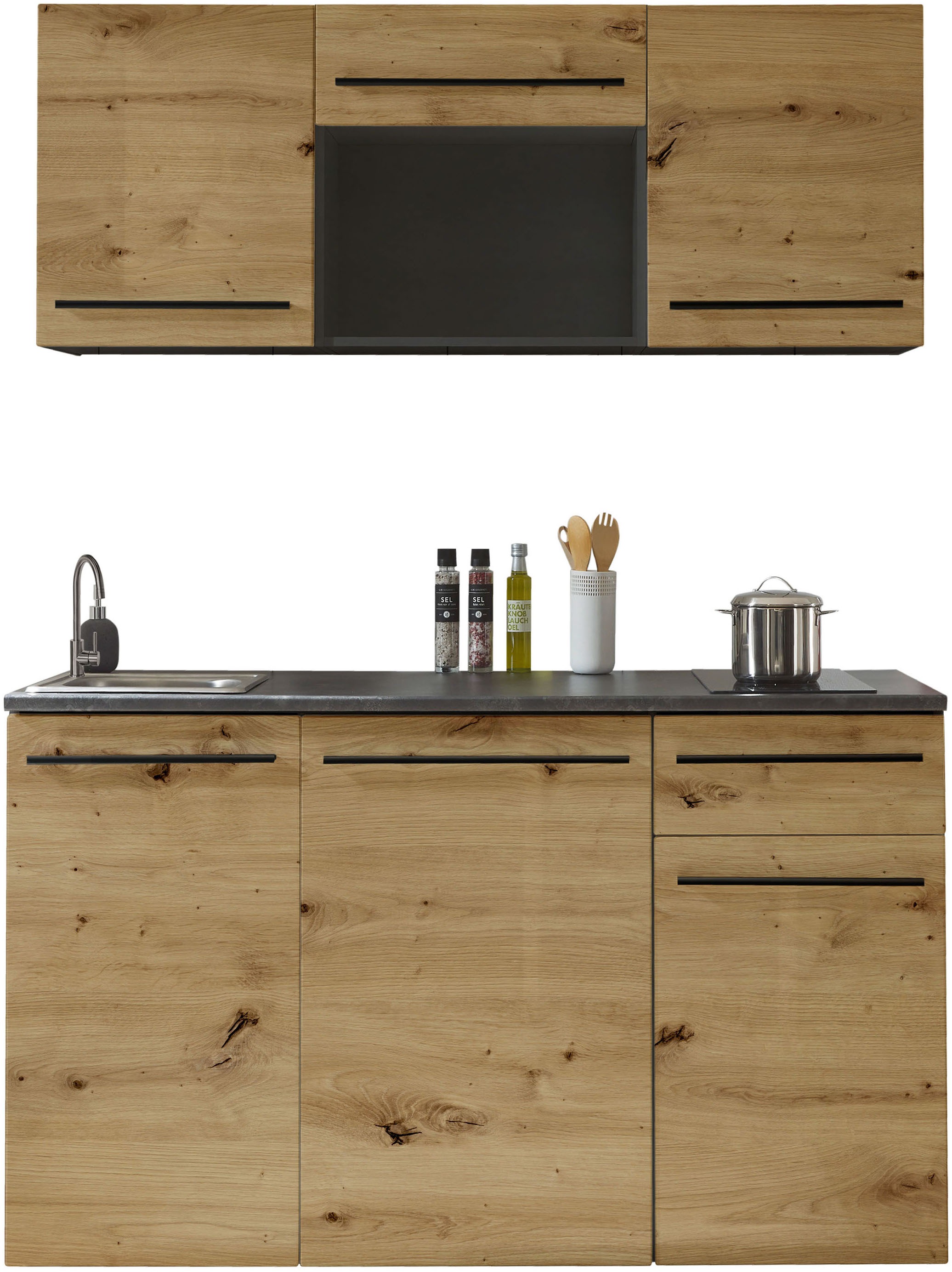 BASIC by Balculina Pantryküche "Jazz Singleküche" Breite 160 cm, wahlweise günstig online kaufen